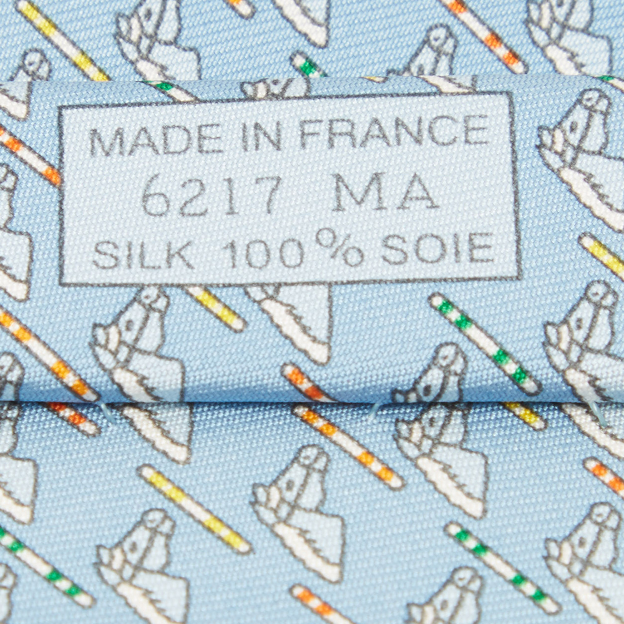 Hermès  Blue Horse Print Silk Tie