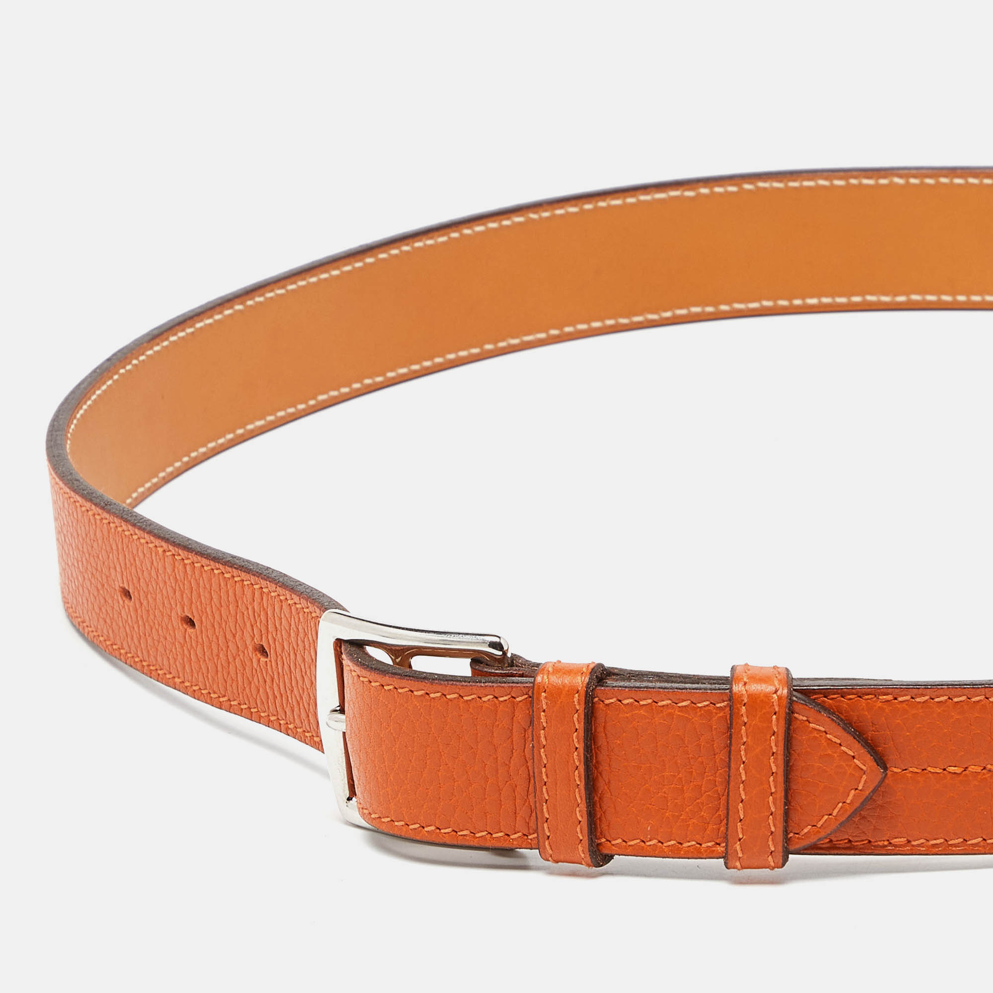 Hermes Orange Taurillon Clemence Leather Etriviere Belt 100 CM