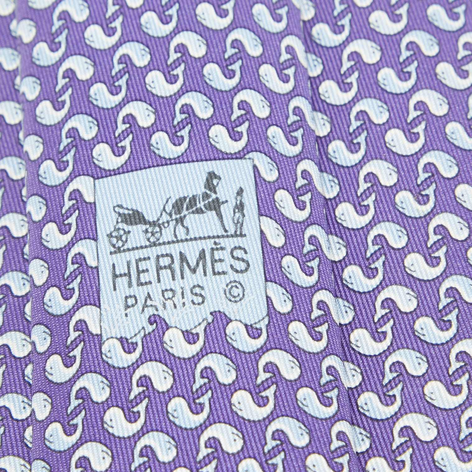 Hermès Blue Dolphin Print Silk Tie
