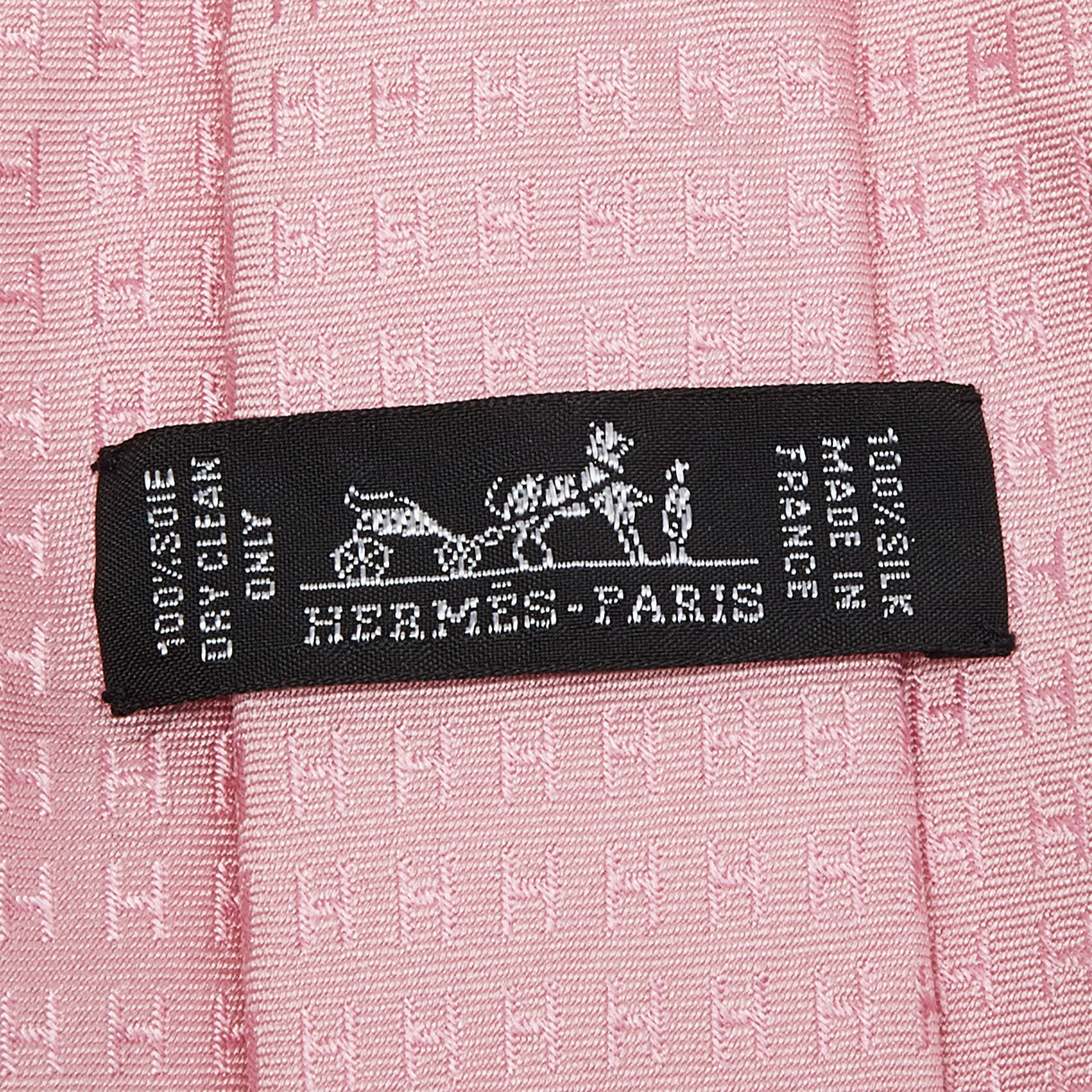 Hermès  Light Pink Monogram Silk Tie