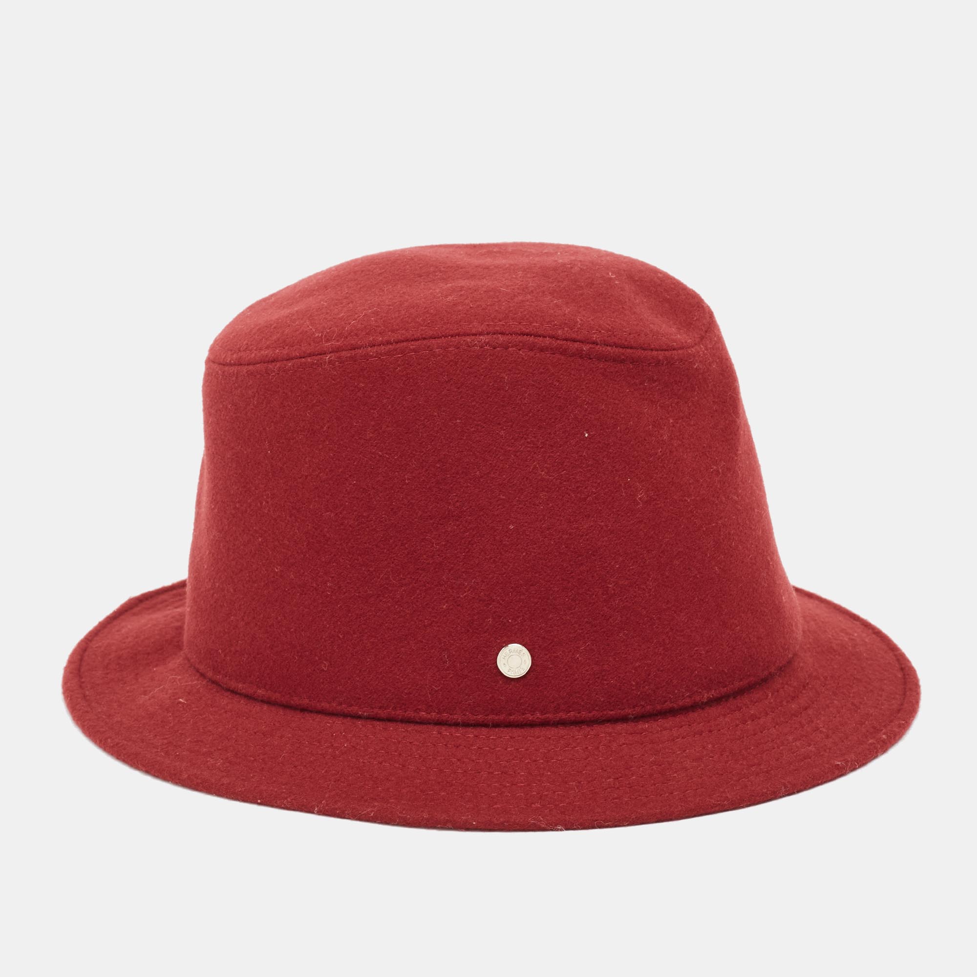 Hermes red cashmere calvi bucket hat size 57