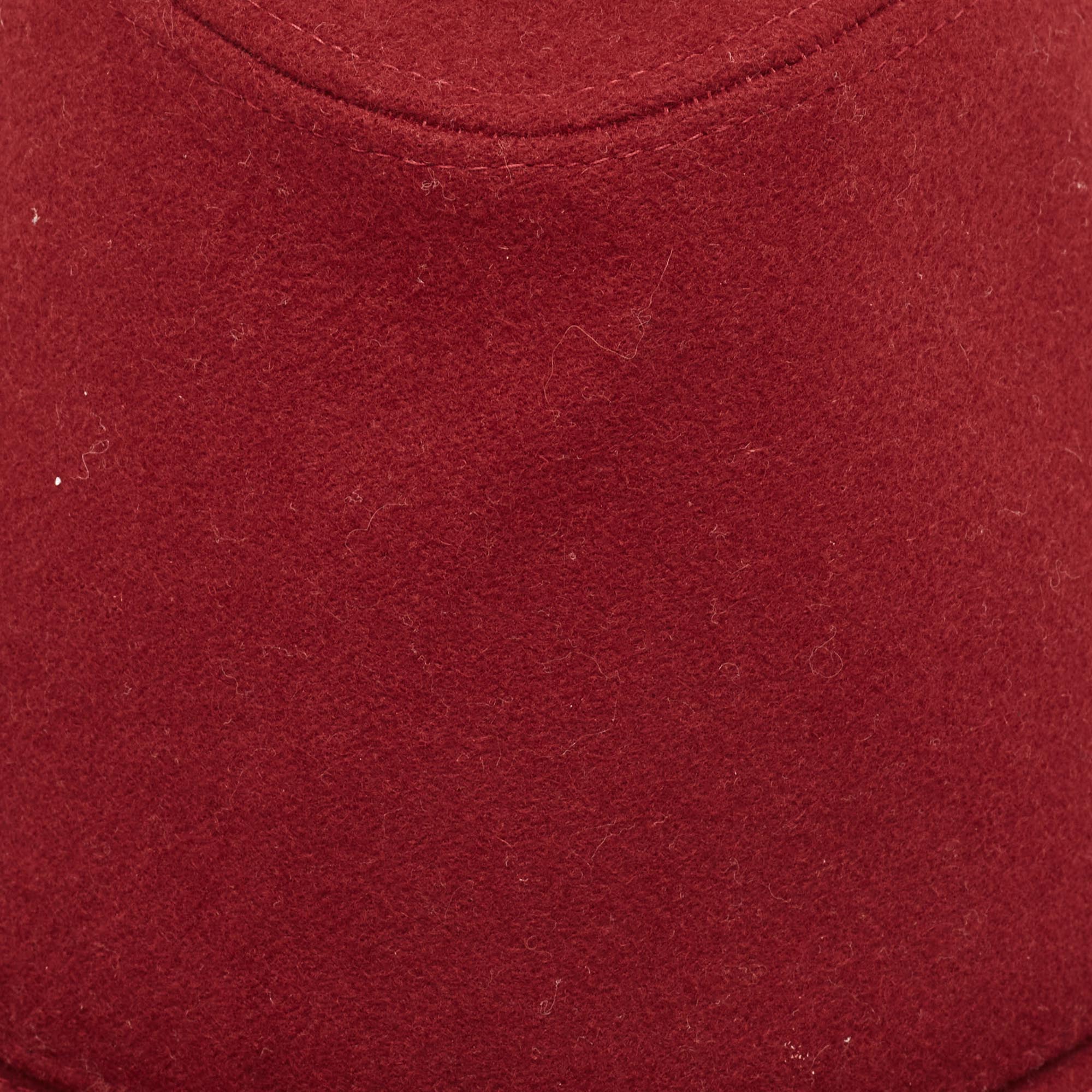 Hermes Red Cashmere Calvi Bucket Hat Size 57