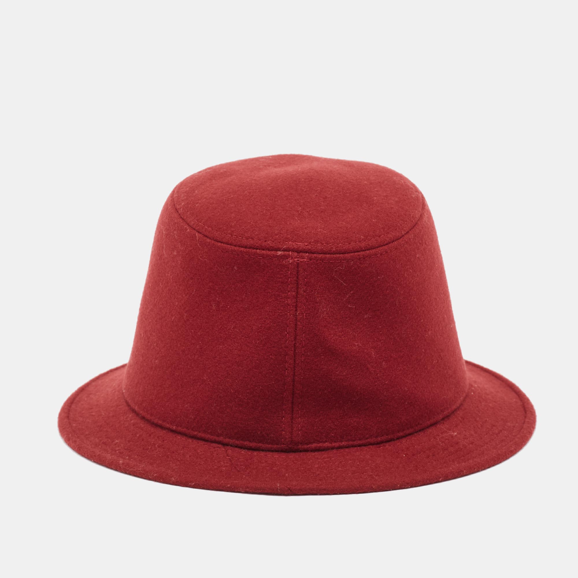 Hermes Red Cashmere Calvi Bucket Hat Size 57