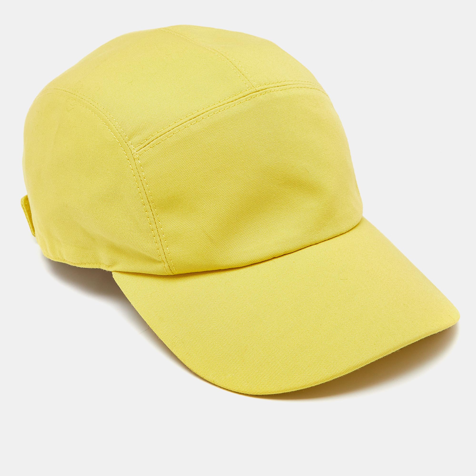Herm&egrave;s yellow h embroidered cotton cap size 59
