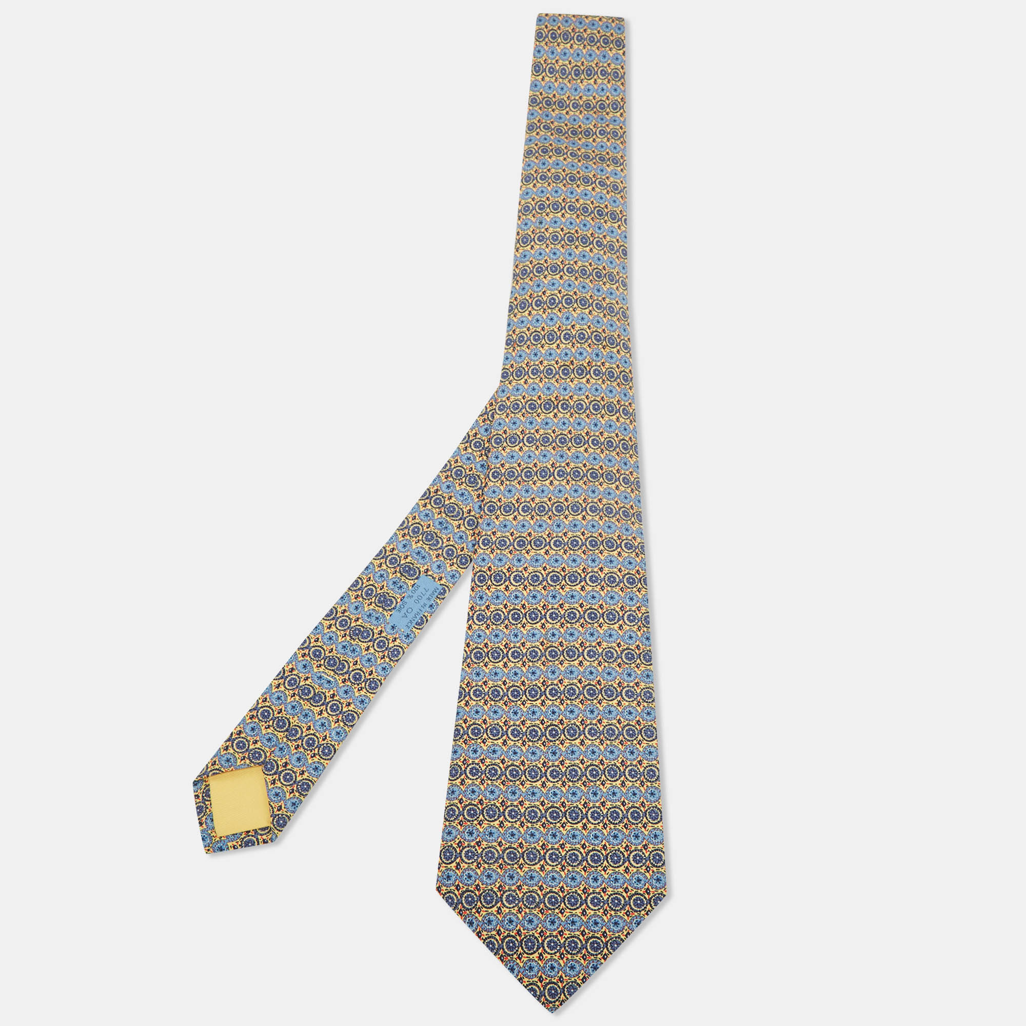 Hermes herm&egrave;s multicolor printed silk tie
