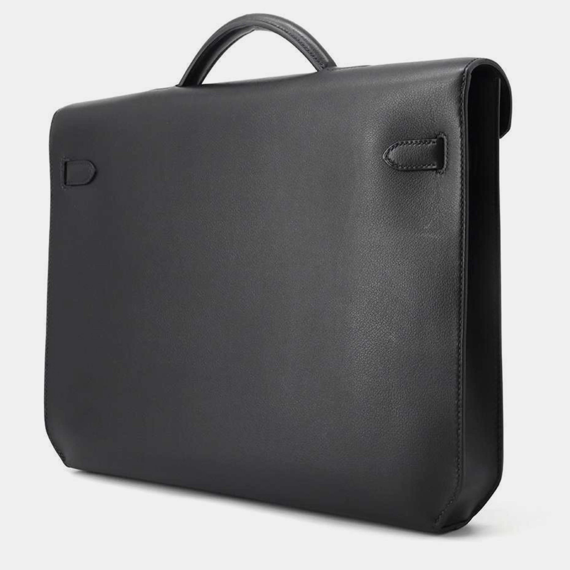 Hermes Black Evercolor Kelly Depeche 36 Briefcase