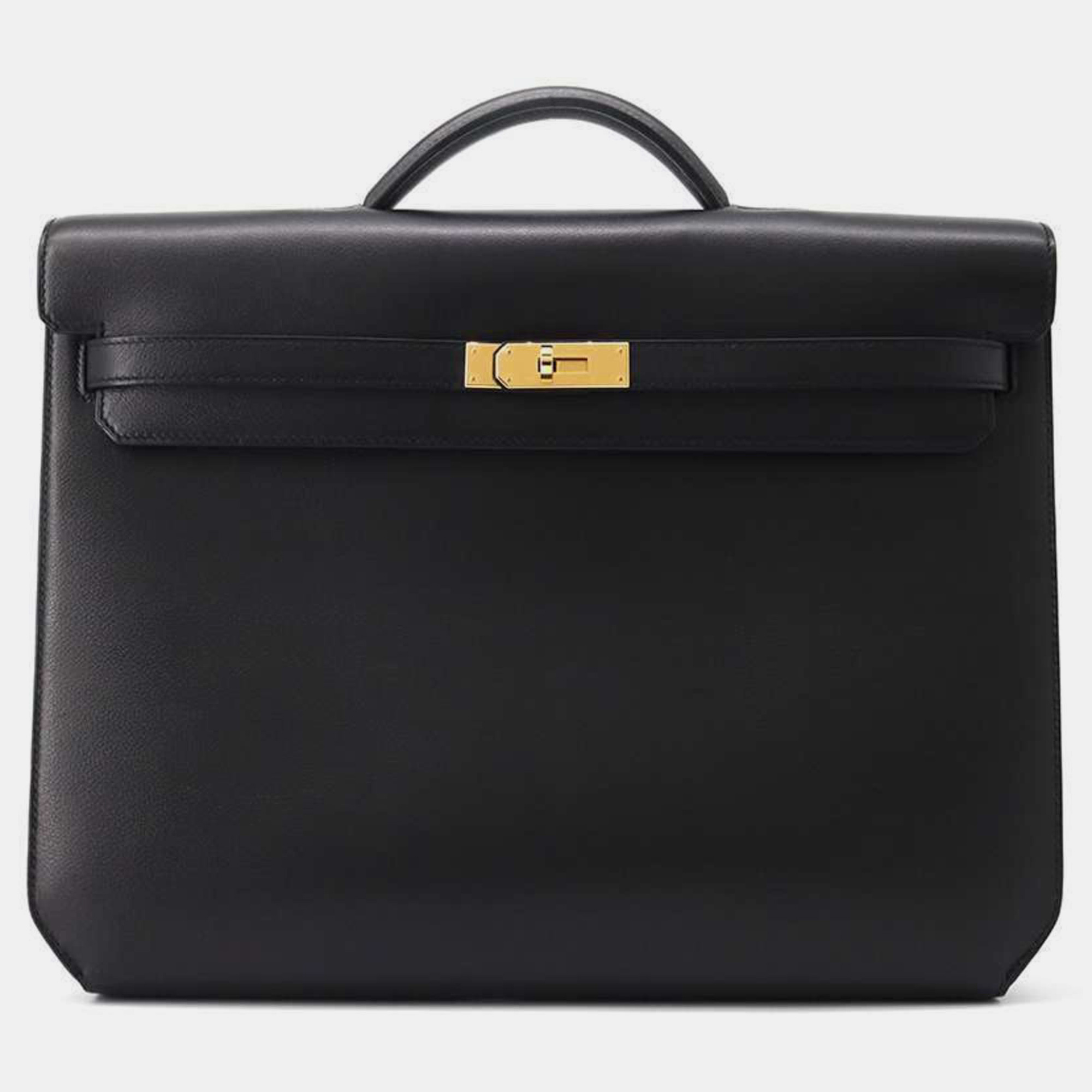 Hermes Black Evercolor Kelly Depeche 36 Briefcase