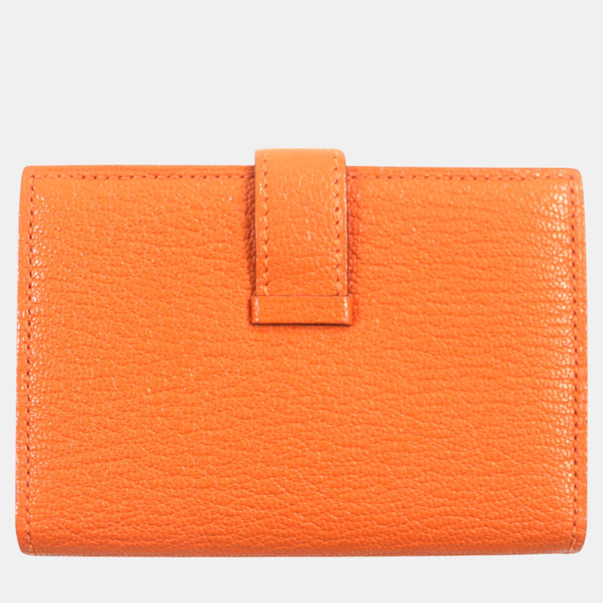 Hermes Bearn Mini Orange Bi-fold Wallet