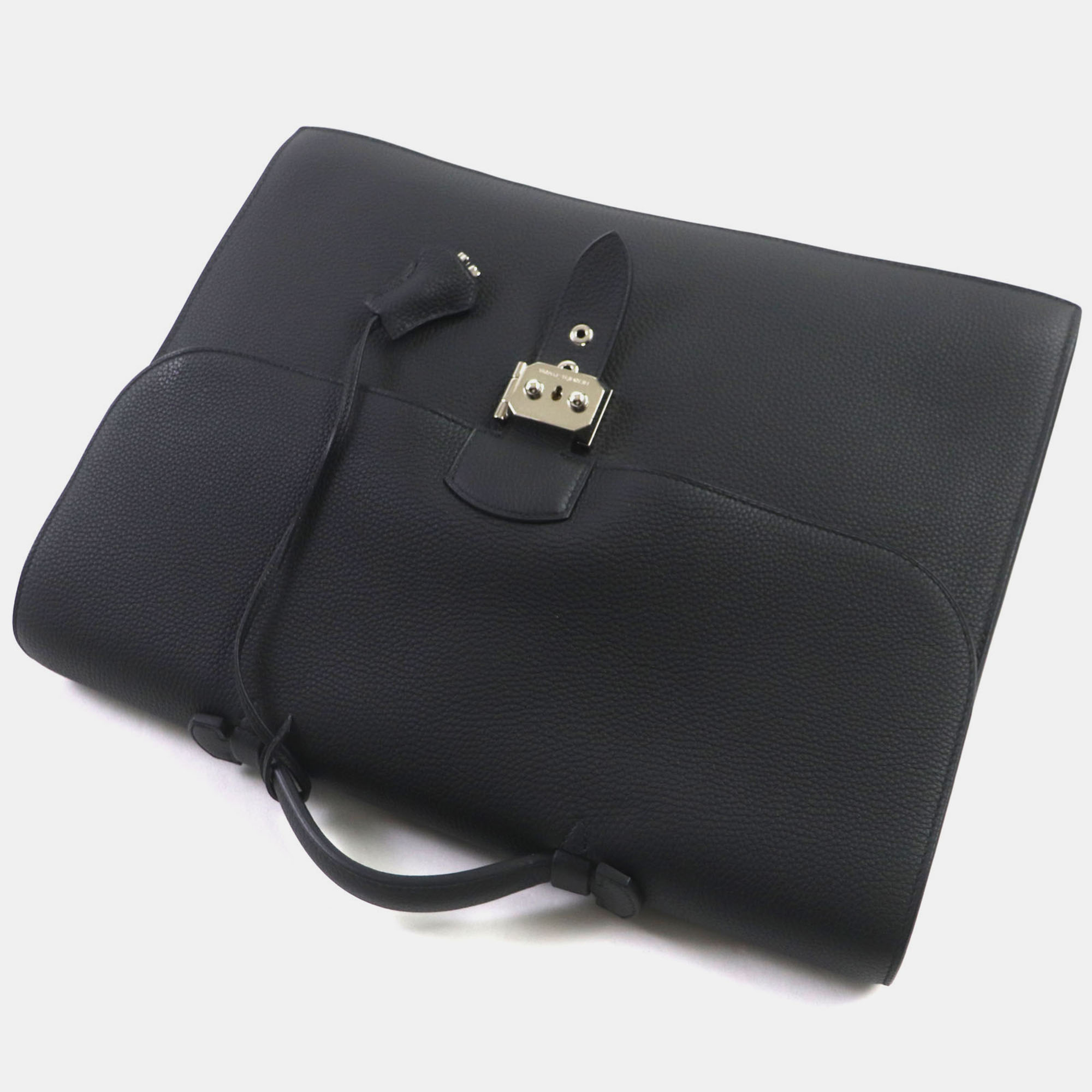 Hermes Black Leather Sac Adepeche 38 Togo Leather Briefcase