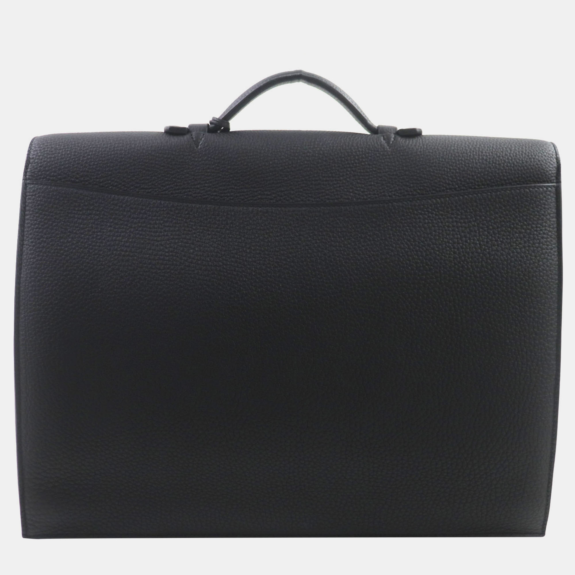 Hermes Black Leather Sac Adepeche 38 Togo Leather Briefcase