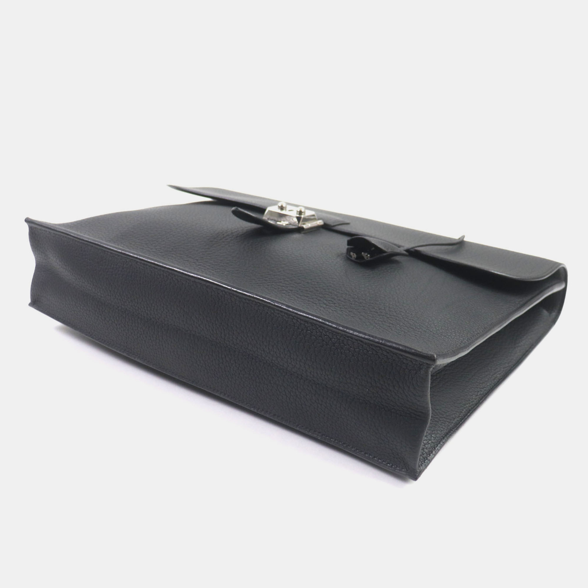 Hermes Black Leather Sac Adepeche 38 Togo Briefcase