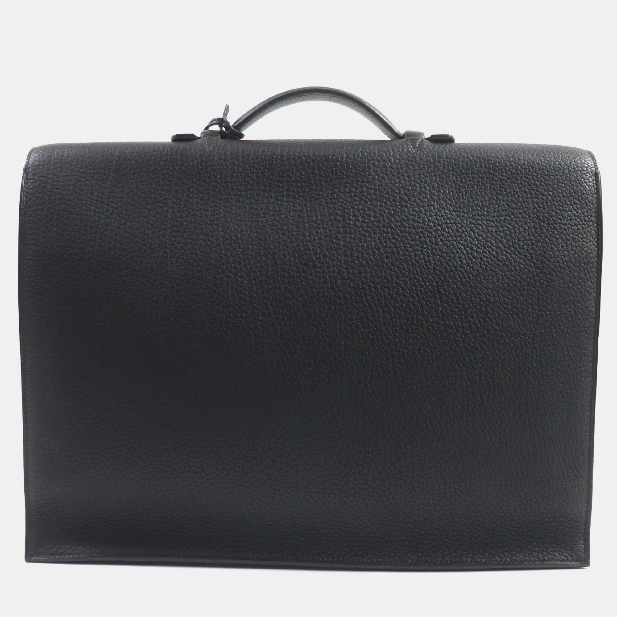 Hermes Black Leather Sac Adepeche 38 Togo Briefcase