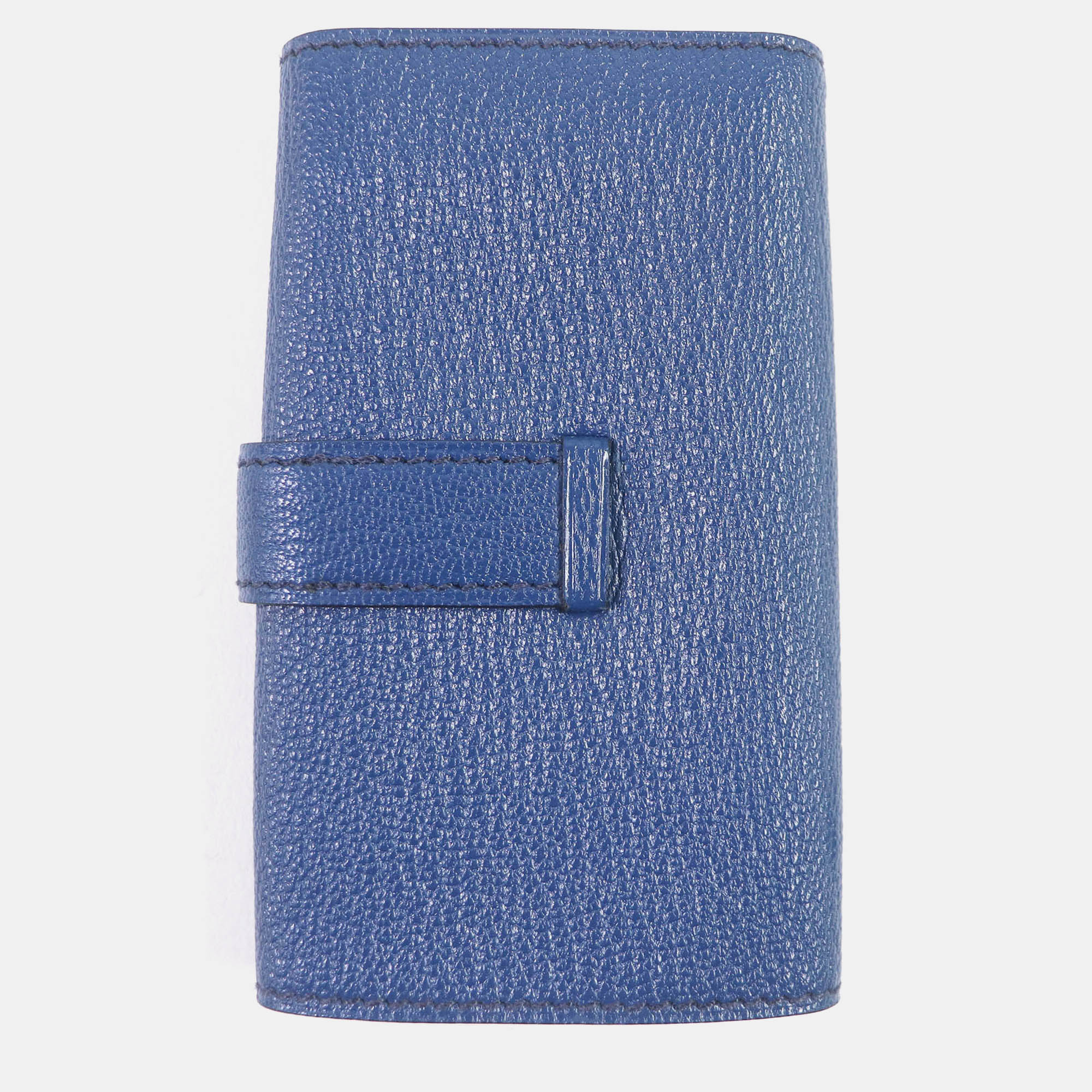 Hermes Blue Leather Chevre Leather 4 Row Key Holder