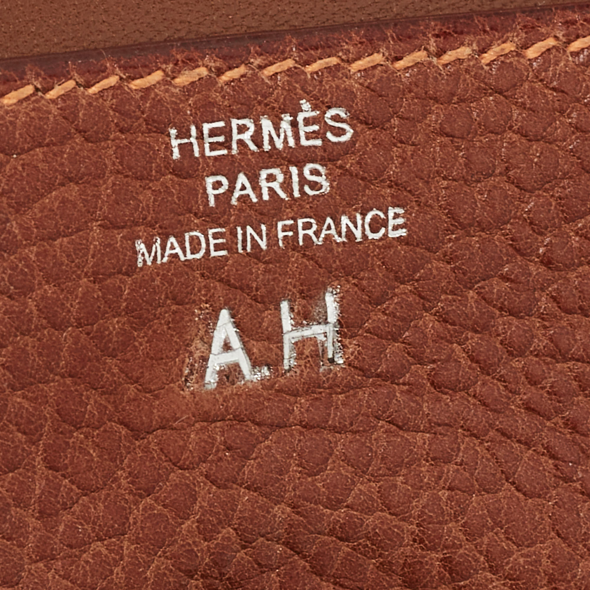 Hermes Fauve/Orange Fjord Leather Dogon Card Holder