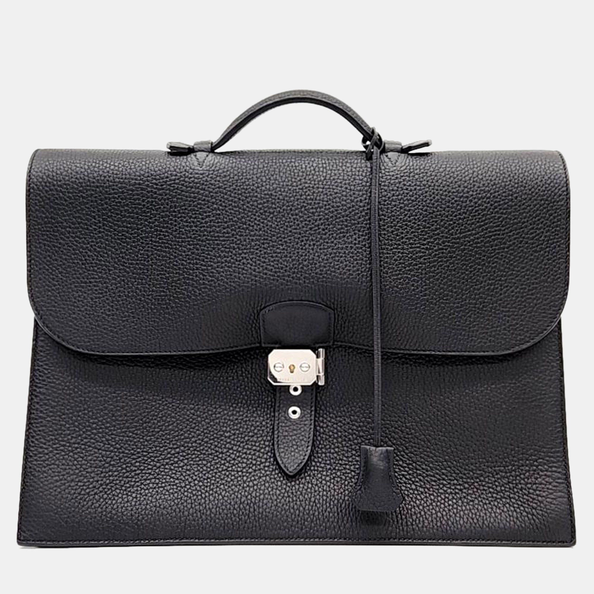 Hermes black leather sac a depeche 38 bag