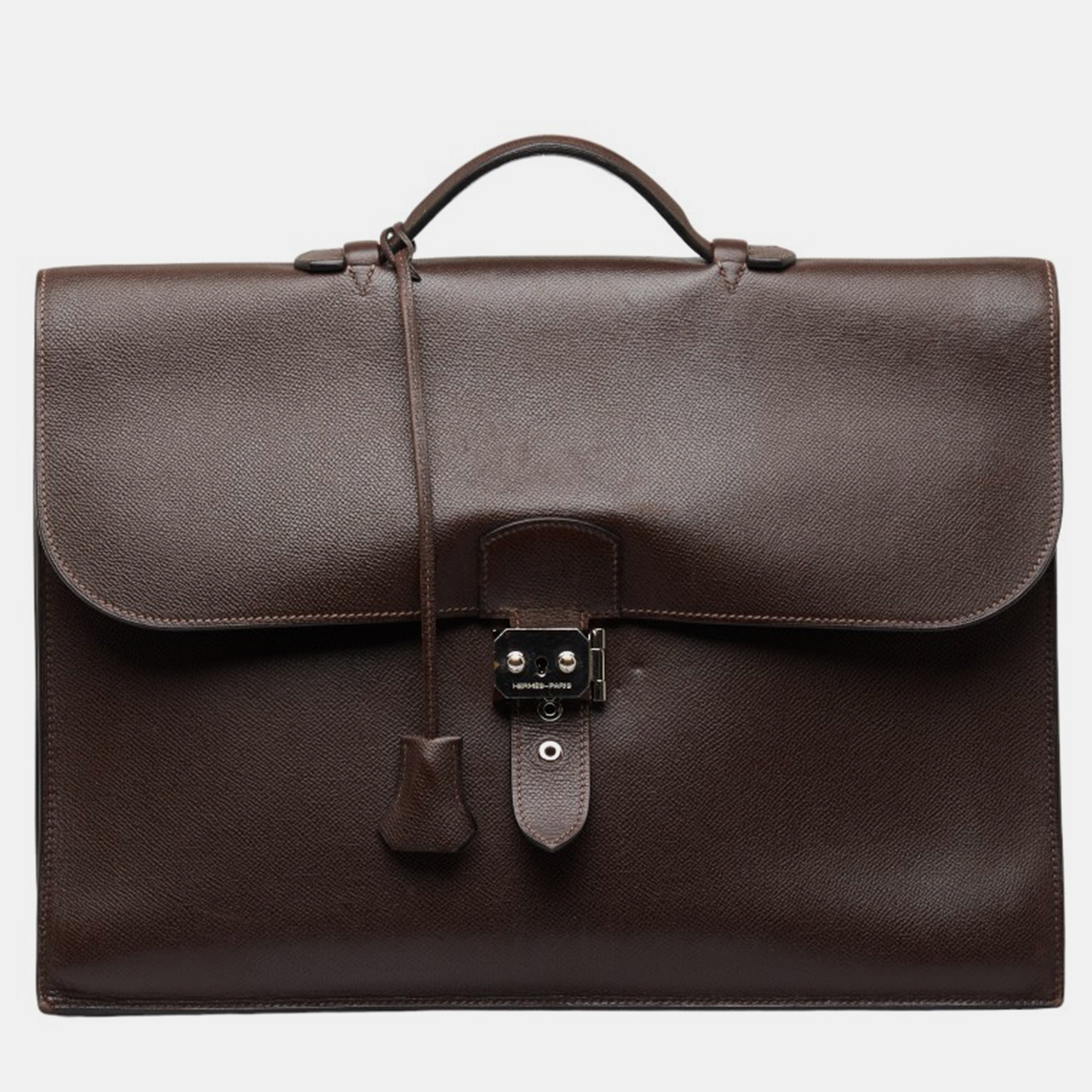 Hermes brown leather togo sac &agrave; d&eacute;p&ecirc;ches 38