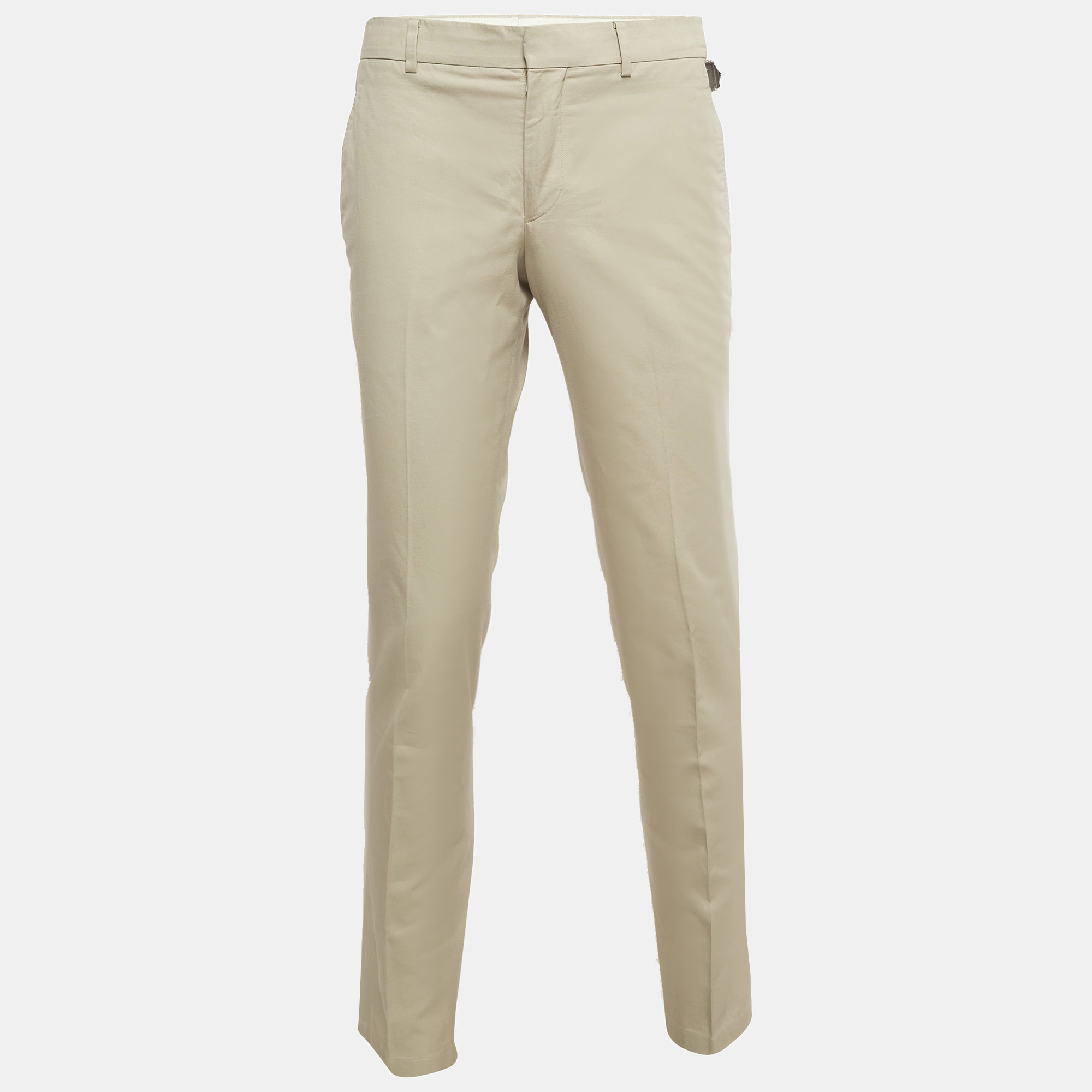 Hermes cream cotton twill formal trousers m