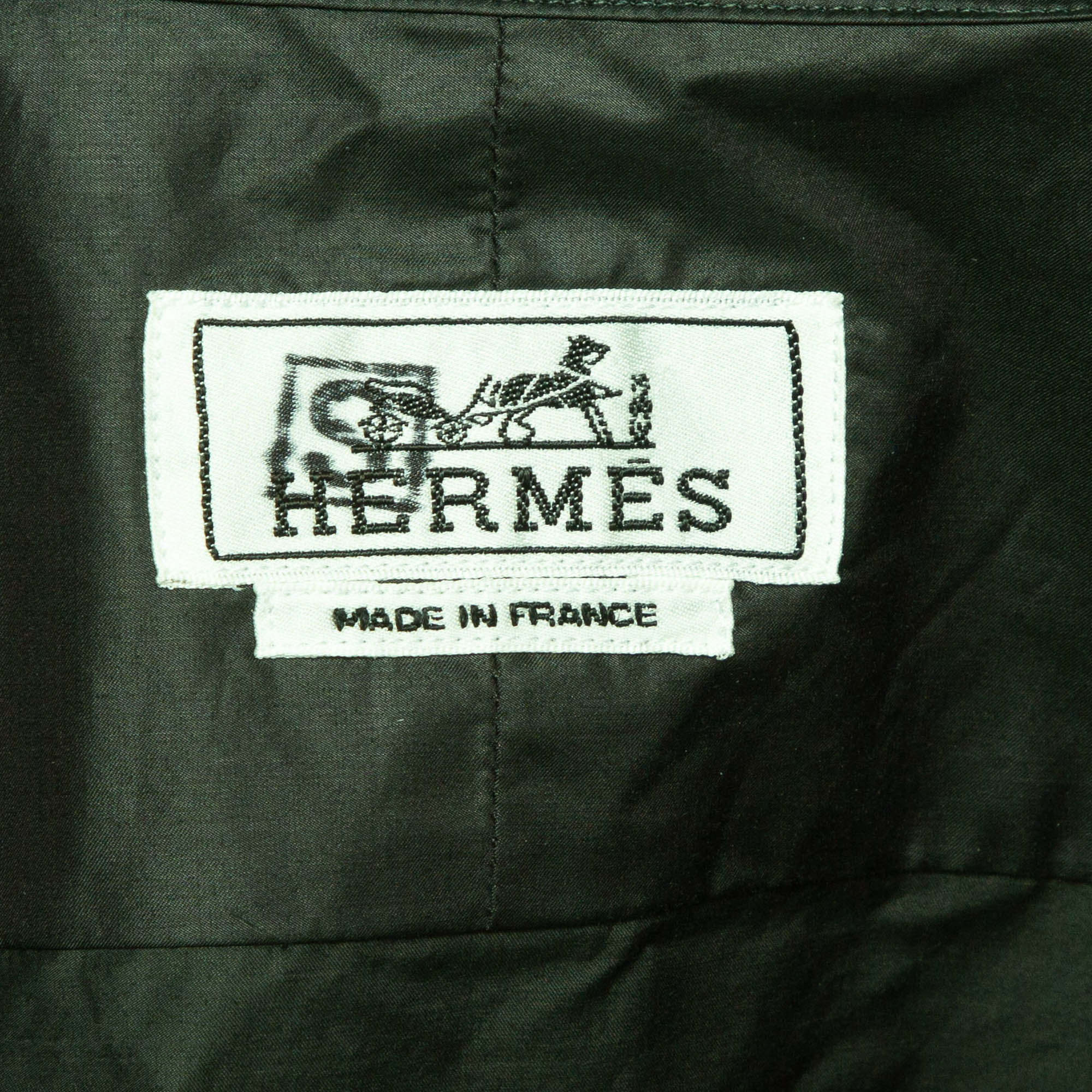 Hermes Green Technical Poplin Zip Front Shirt XL