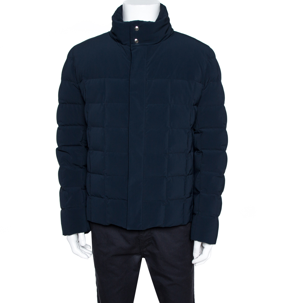 Image of Hermes Navy Blue Puffer Jacket XL