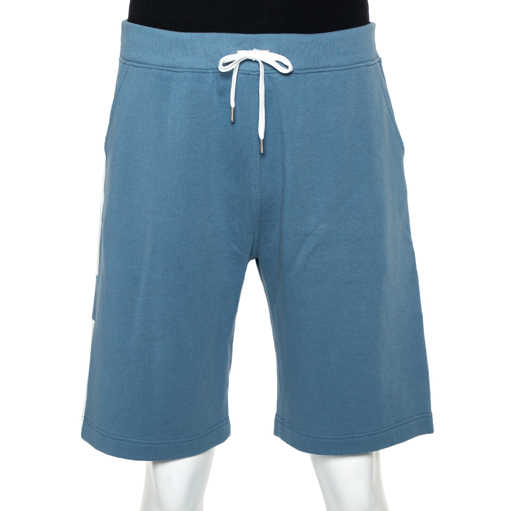Hermes Blue Cotton Contrast Trim Detail Jogging Shorts XL