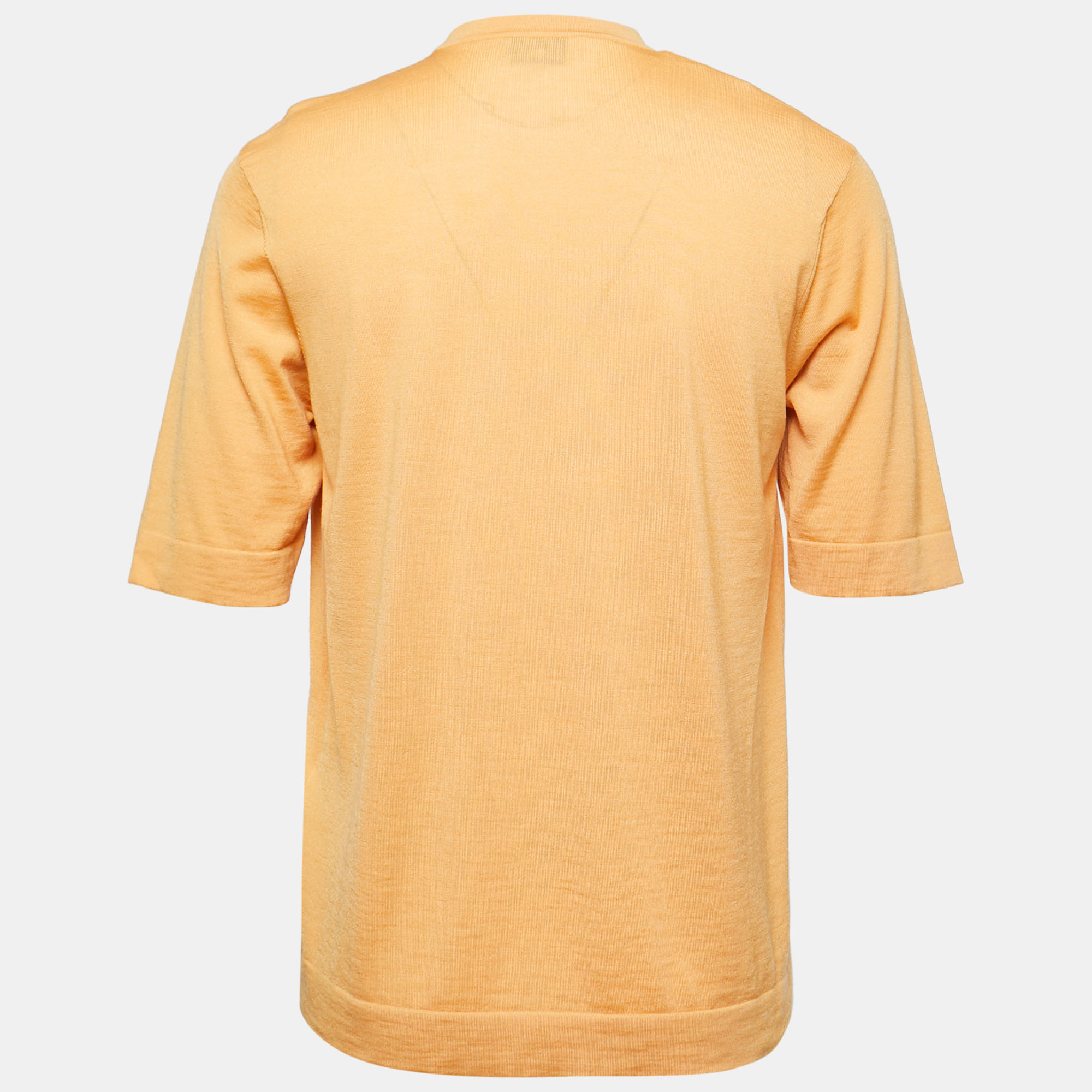Hermes Orange Colorblock Cashmere & Silk Knit T-Shirt 
Hermes Orange Colorblock Cashmere & Silk Knit T-Shirt