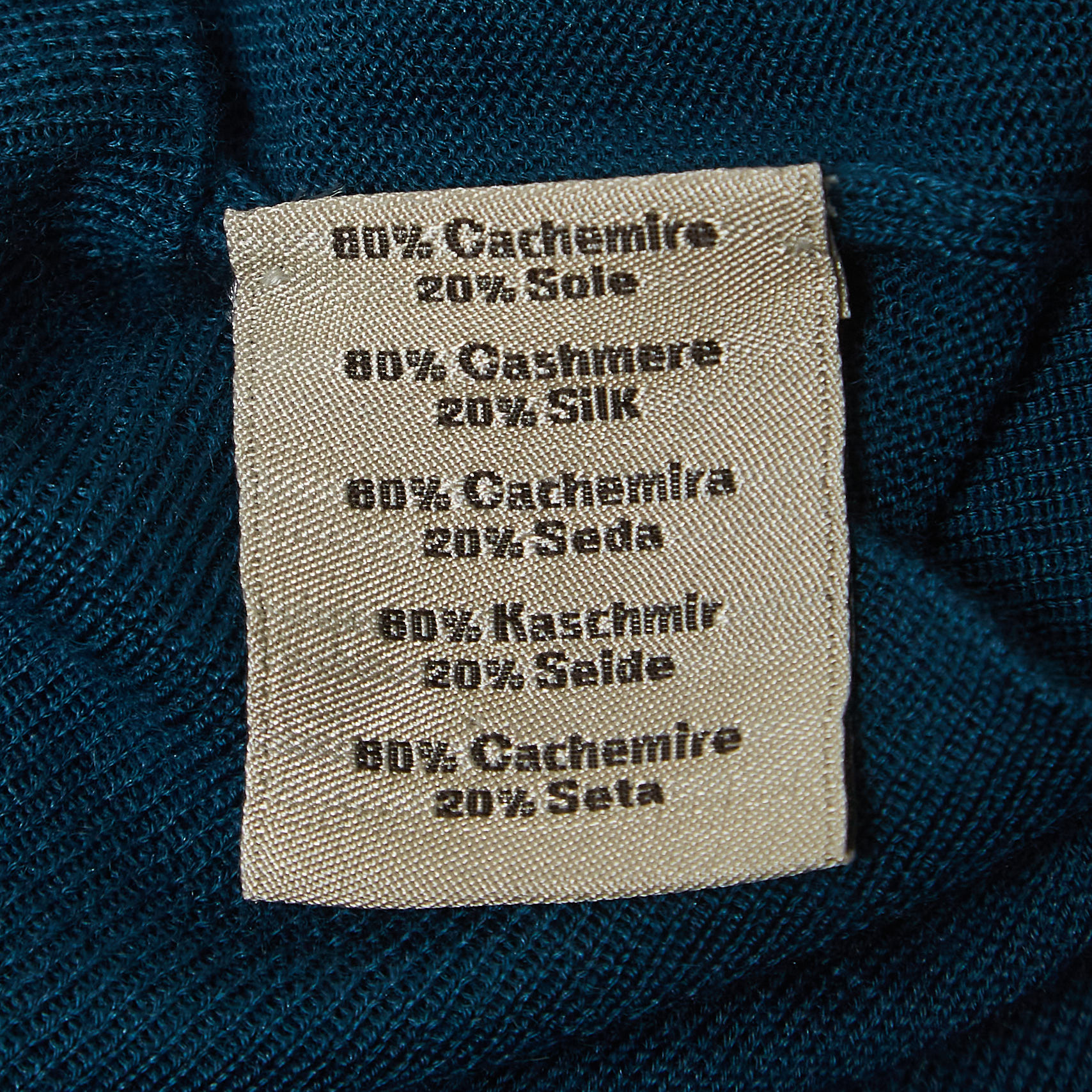Hermes Teal Blue Cashmere & Silk Knit Turtle Neck Sweater XL