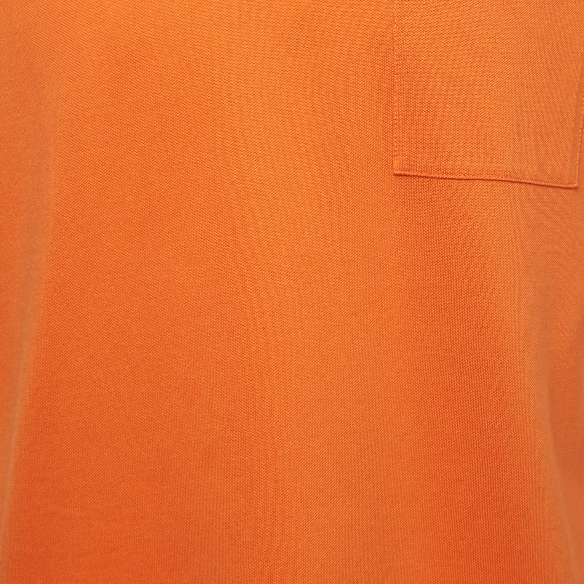 Hermes Orange Cotton Pique Crew Neck T-Shirt L