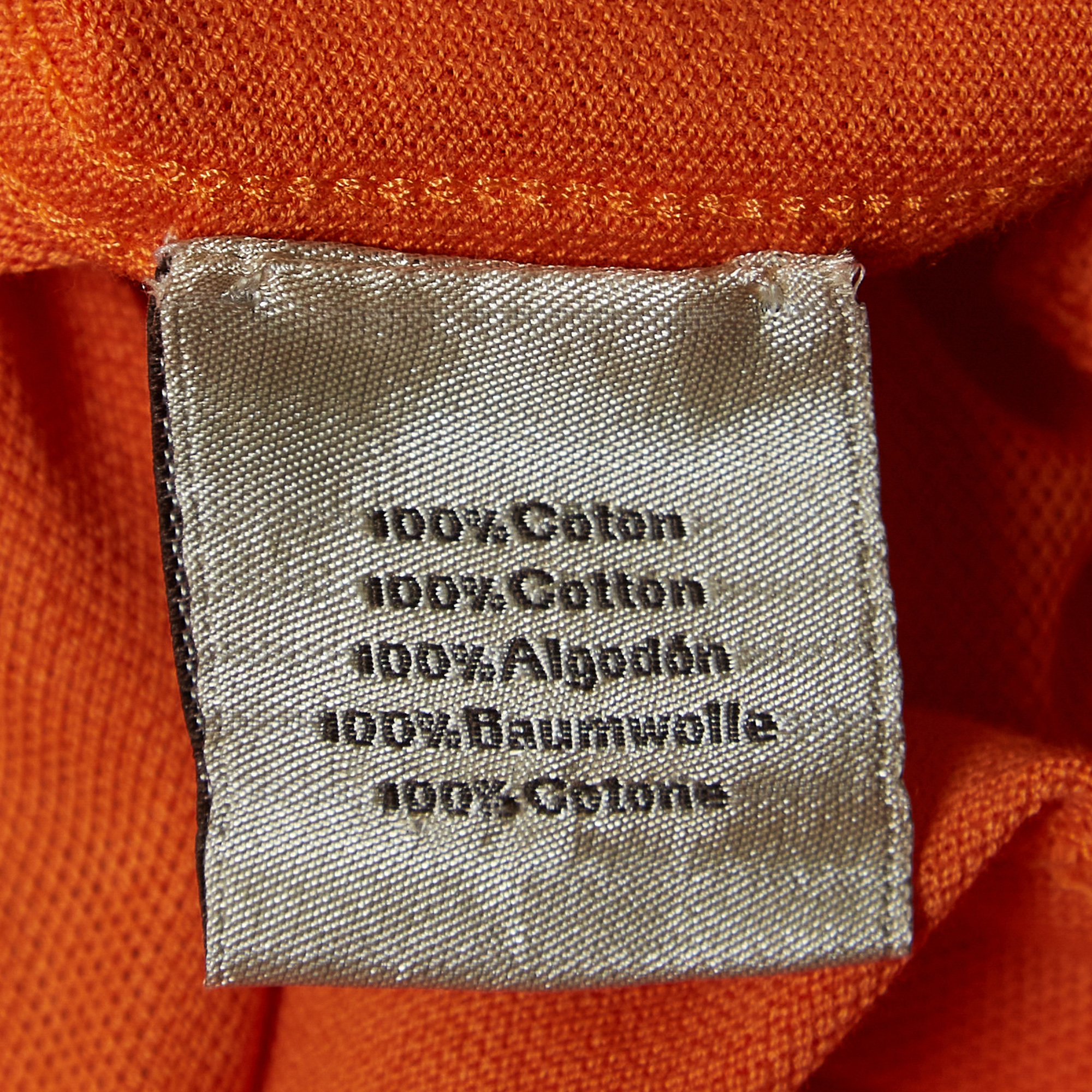 Hermes Orange Cotton Pique Crew Neck T-Shirt L