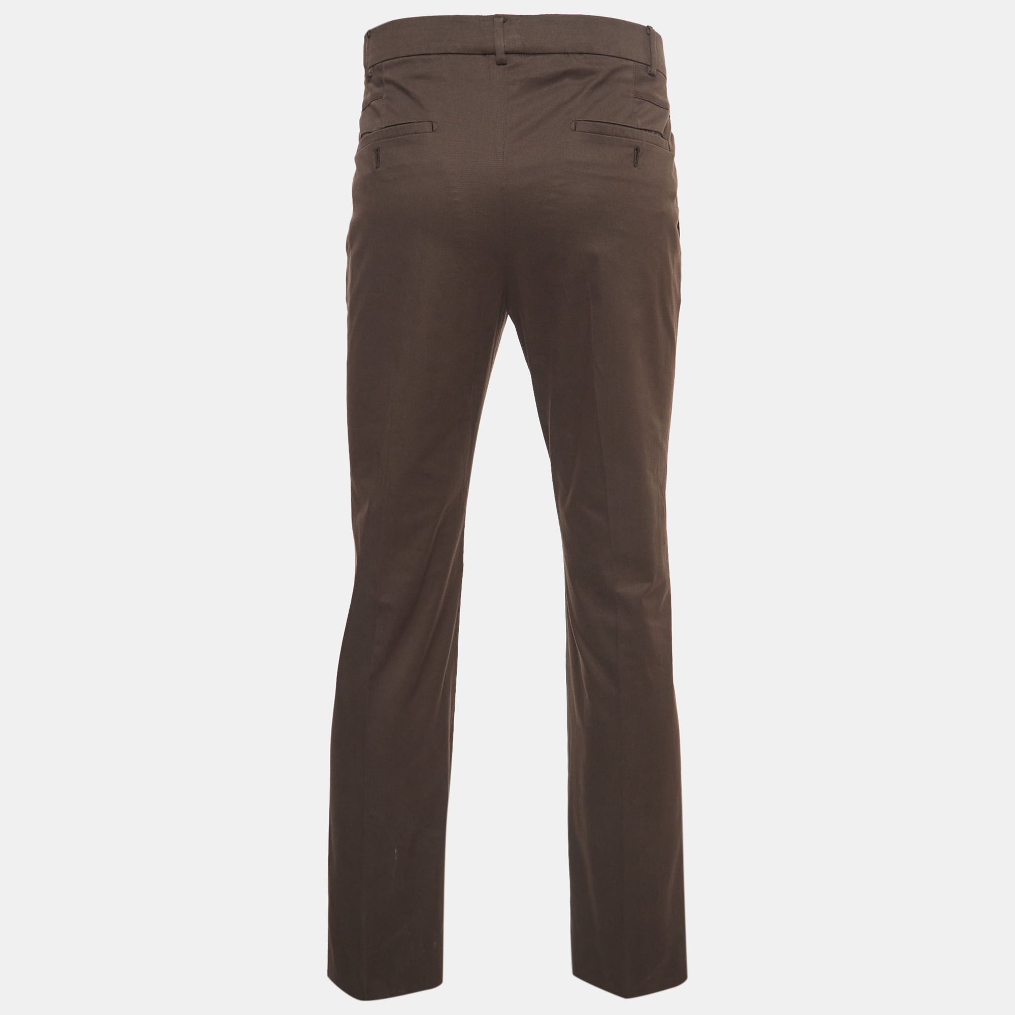 Hermes Brown Cotton Regular Fit Trousers L