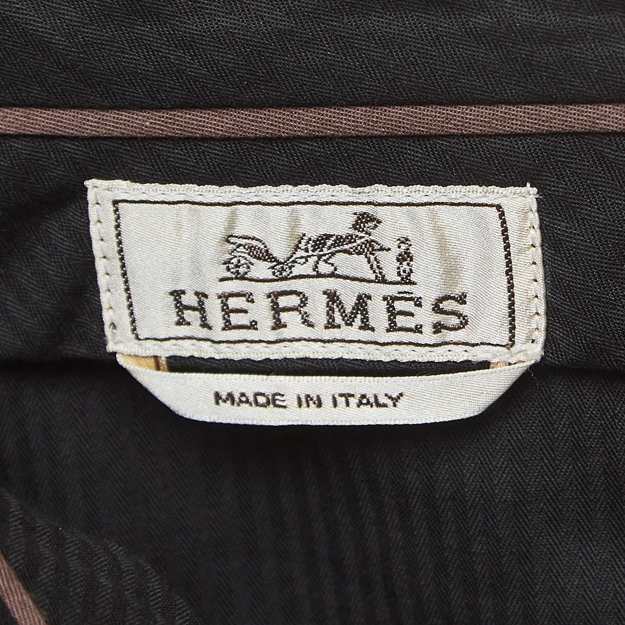 Hermes Brown Cotton Regular Fit Trousers L