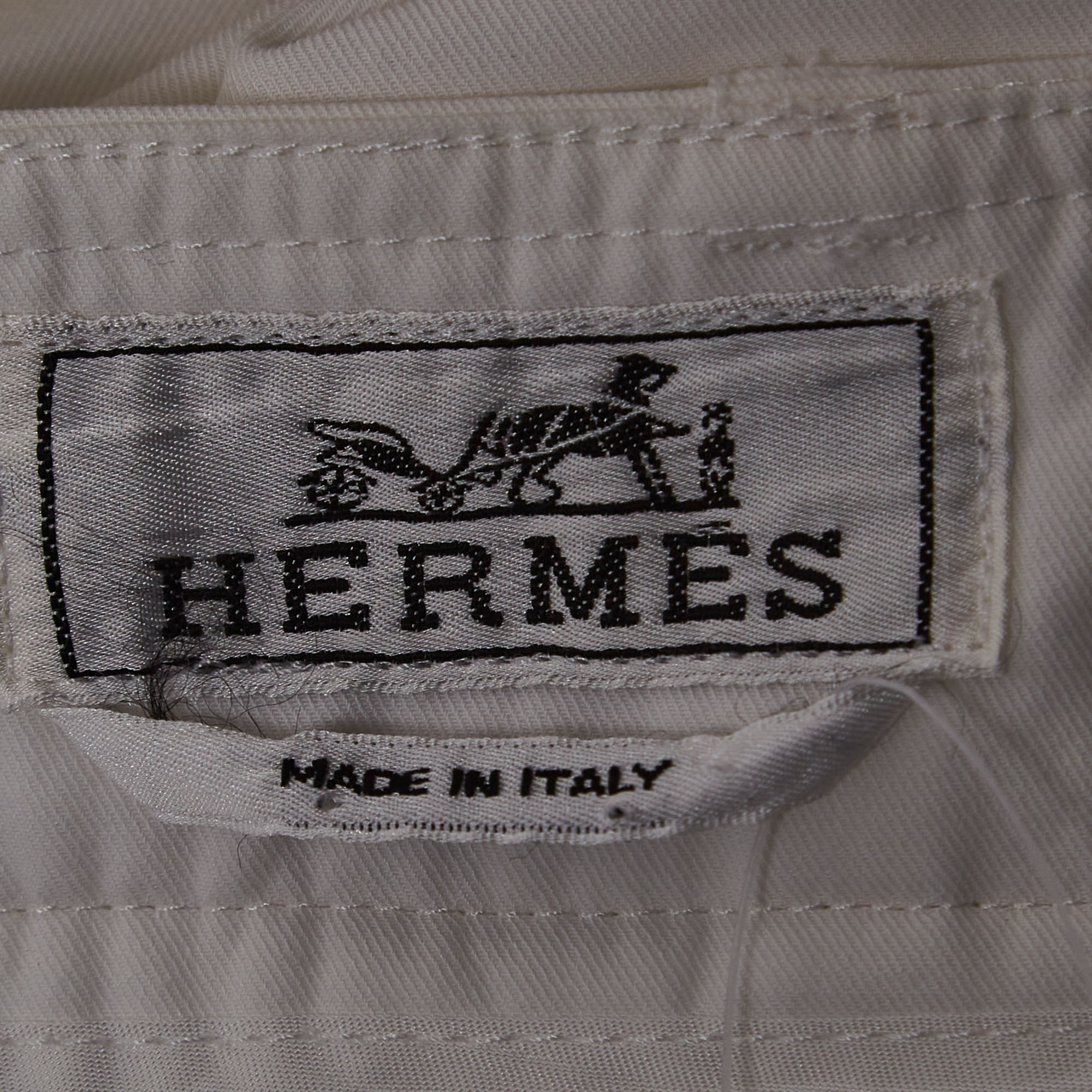 Hermes White Cotton Regular Fit Trousers L