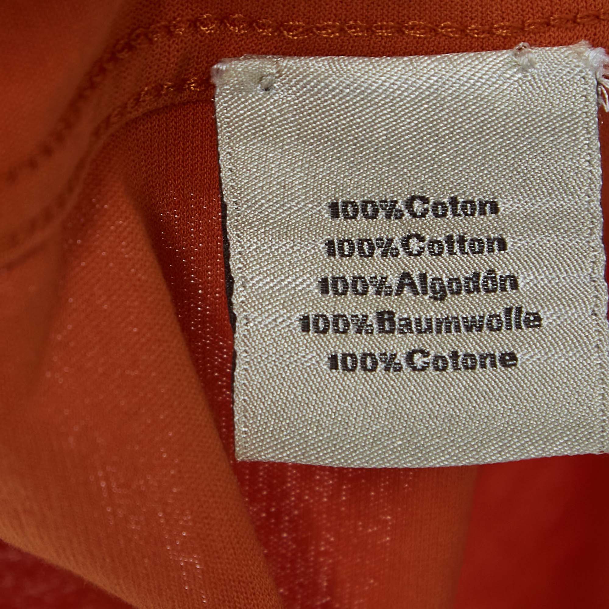 Hermes Orange Cotton Pocket Detail Half Sleeve T-Shirt M