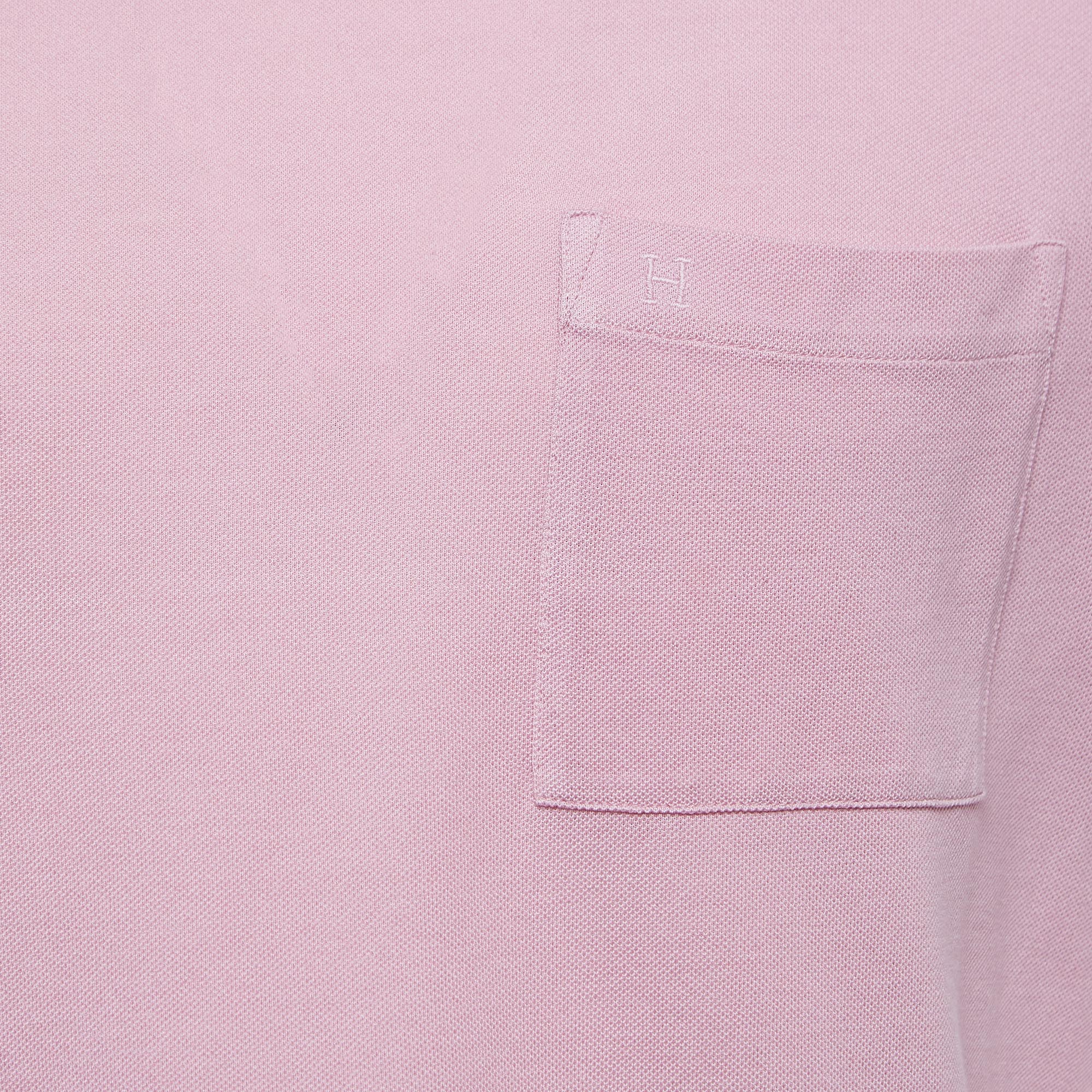 Hermes Pink Cotton Pique Round Neck T-Shirt M
