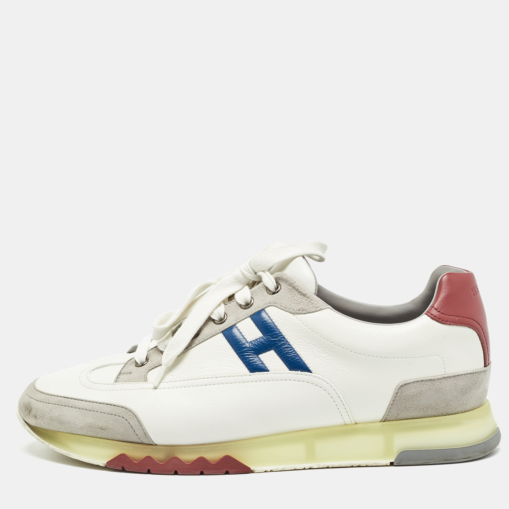 Hermes multicolor leather and suede trail sneakers size 43.5