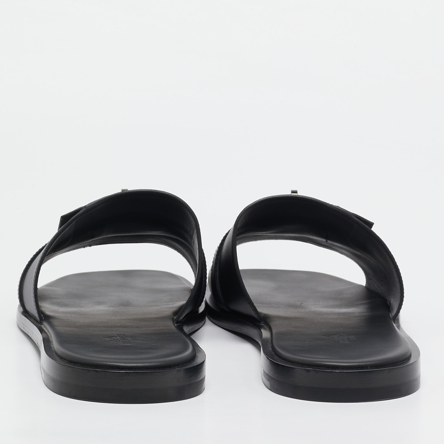 Hermes Black Leather Gabriel Sandals Size 45