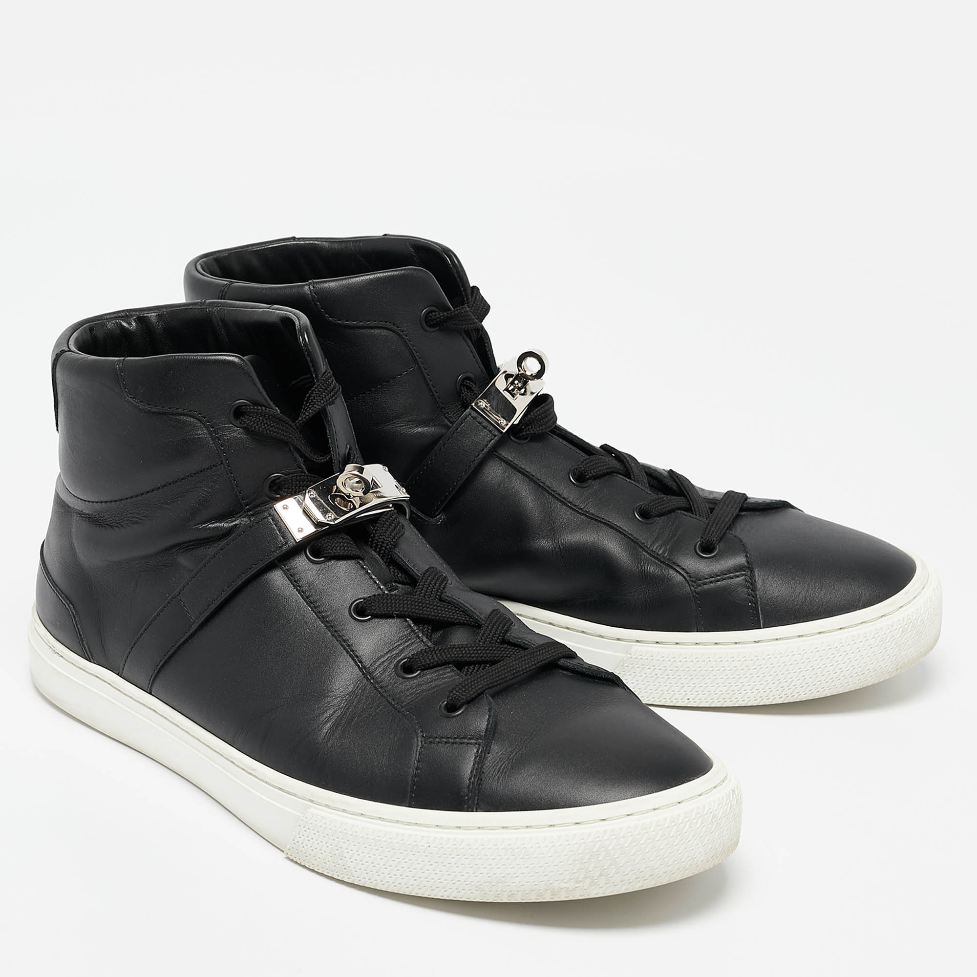 Hermes Black Leather Daydream Sneakers Size 45