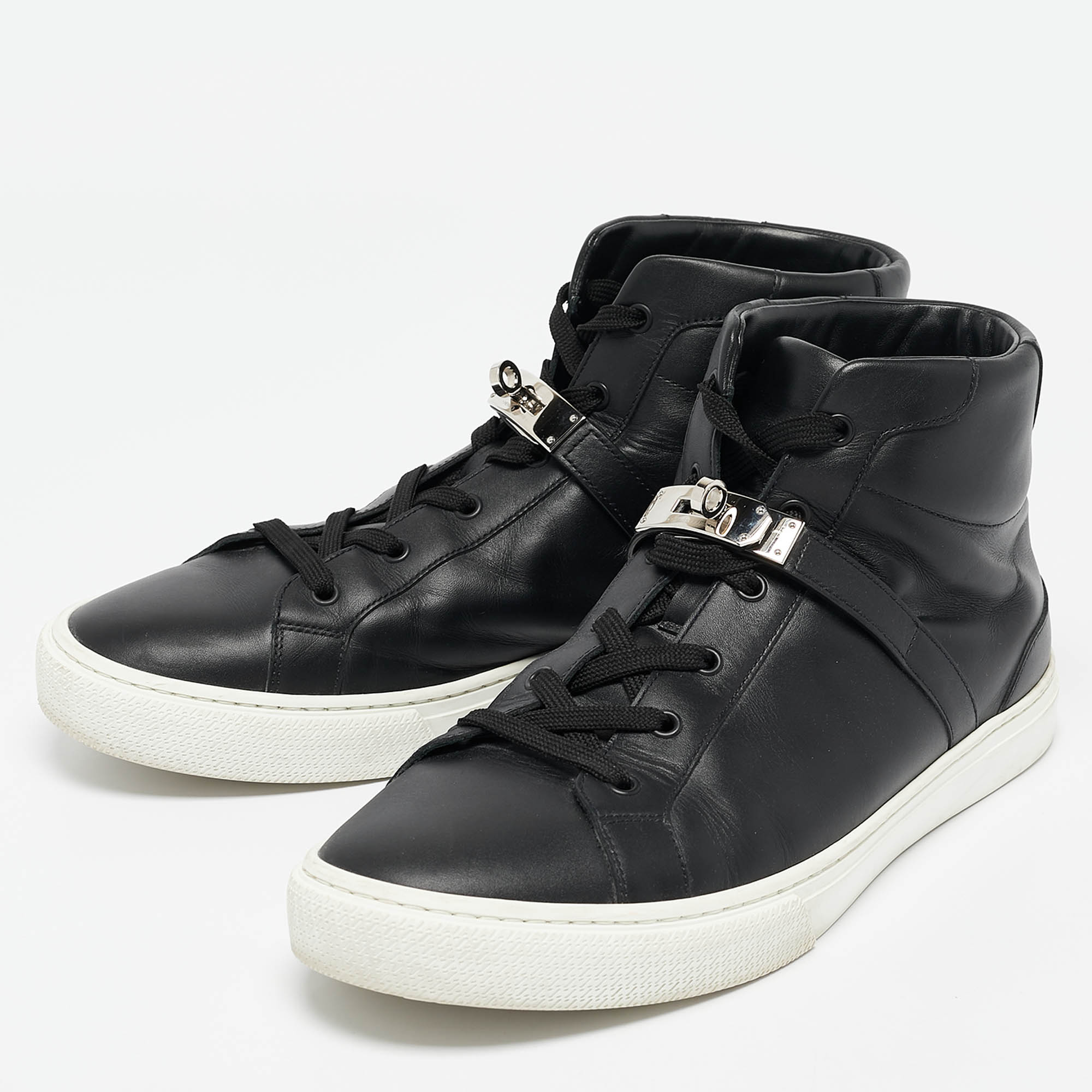 Hermes Black Leather Daydream Sneakers Size 45