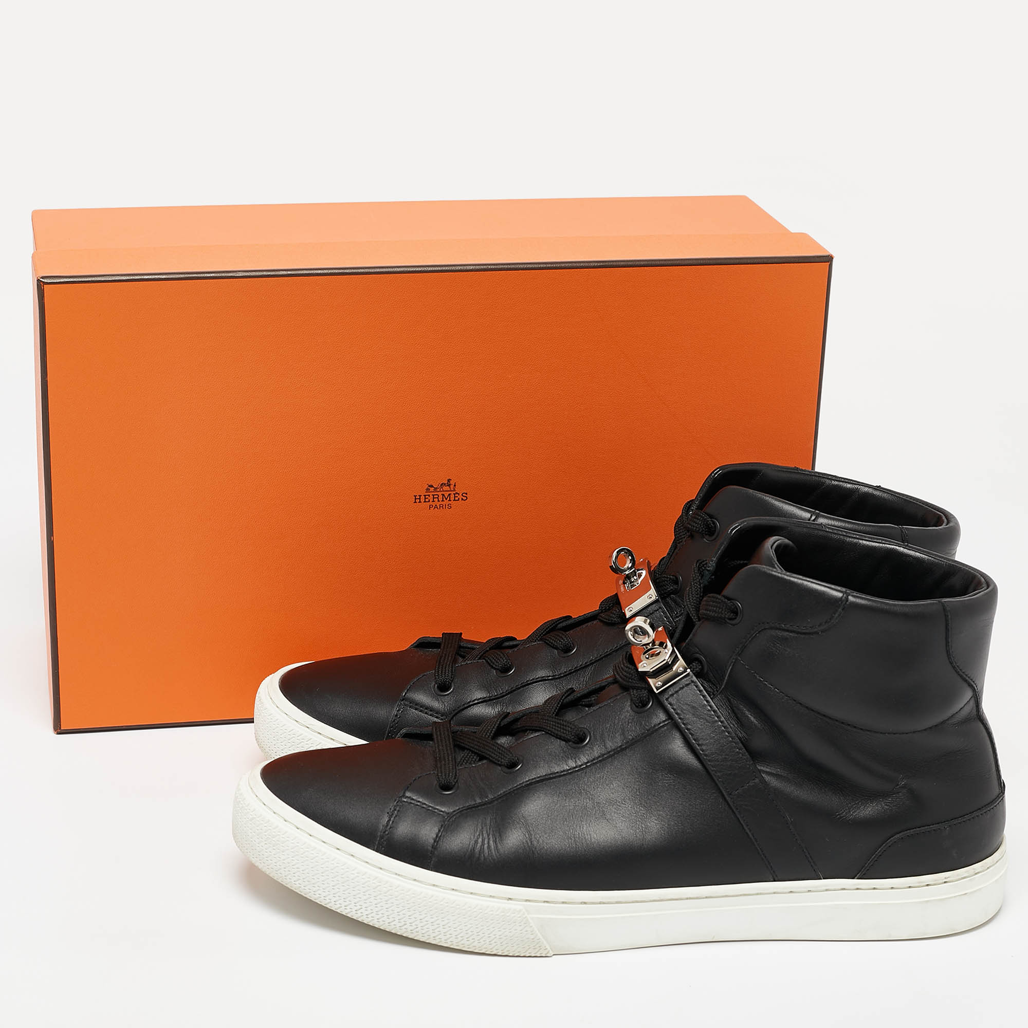 Hermes Black Leather Daydream Sneakers Size 45