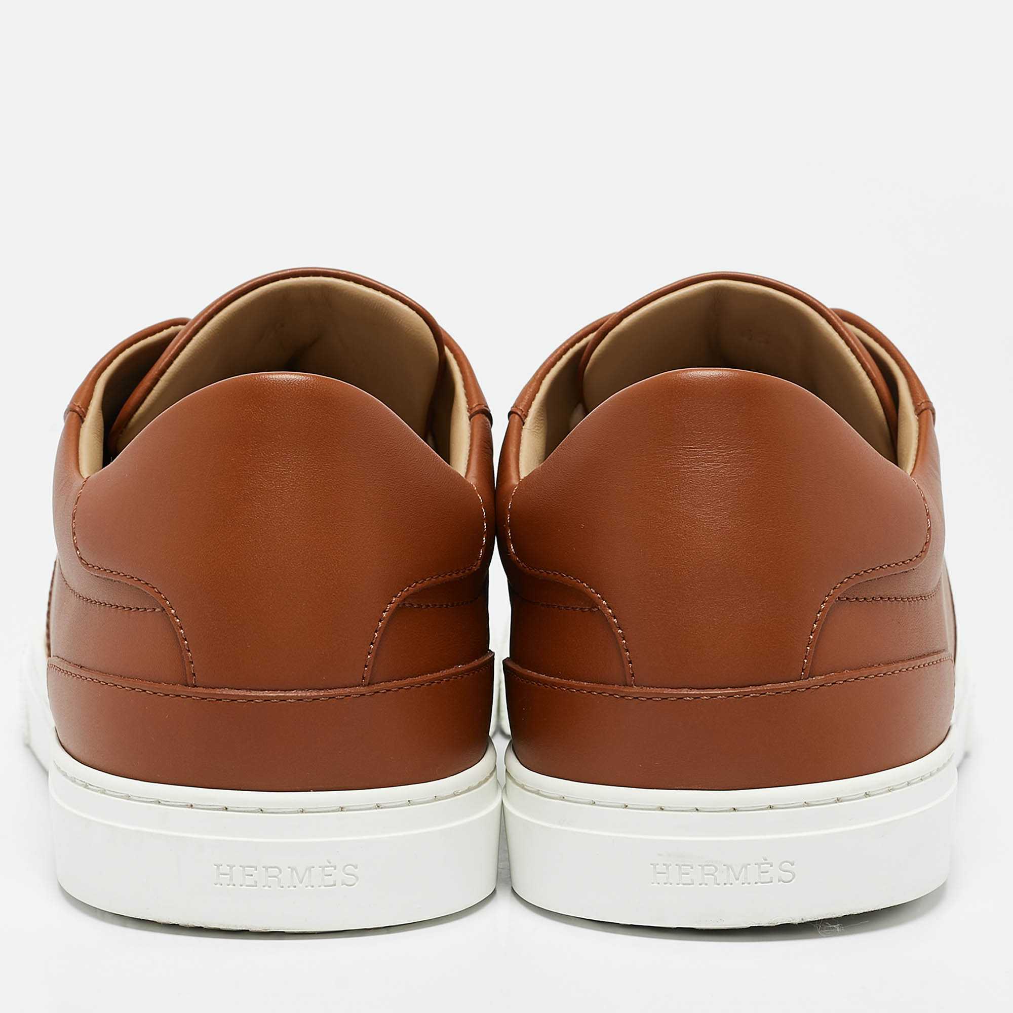 Hermes Brown Leather Day Sneakers Size 45