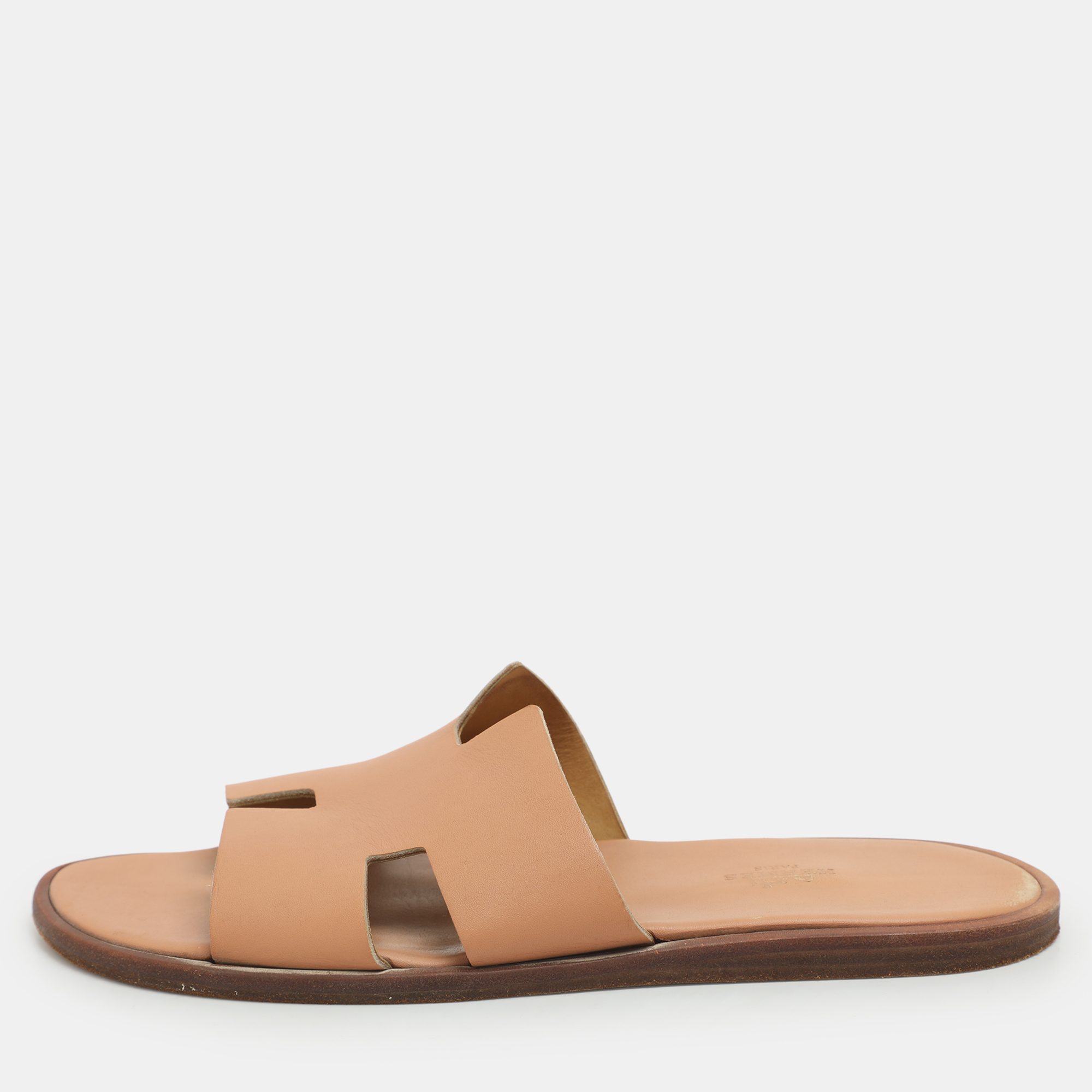 Hermes Beige Leather Izmir Flat Slides Size 41 - Hermes - Modalova