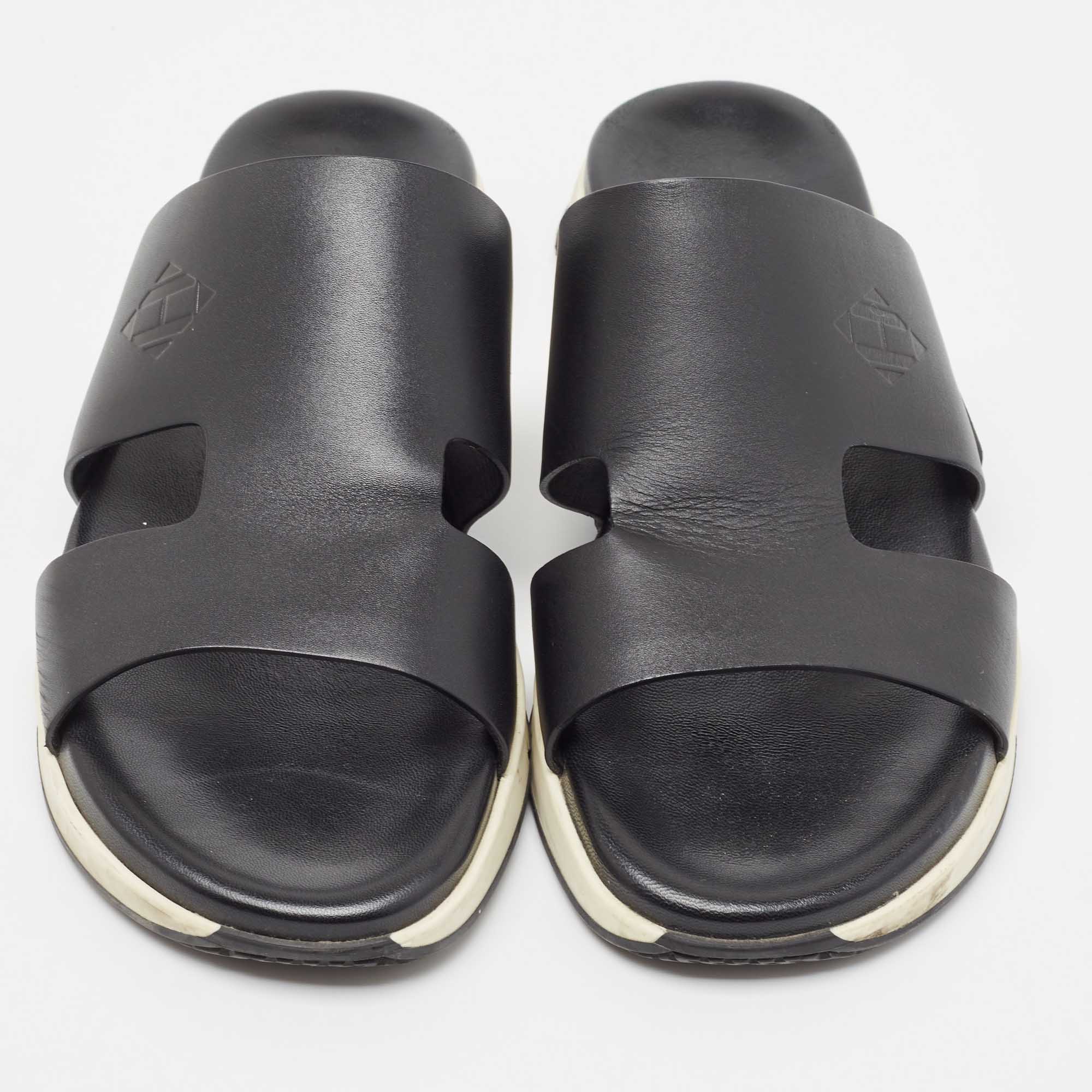 Hermes Black Leather Varadero Sandals Size 43