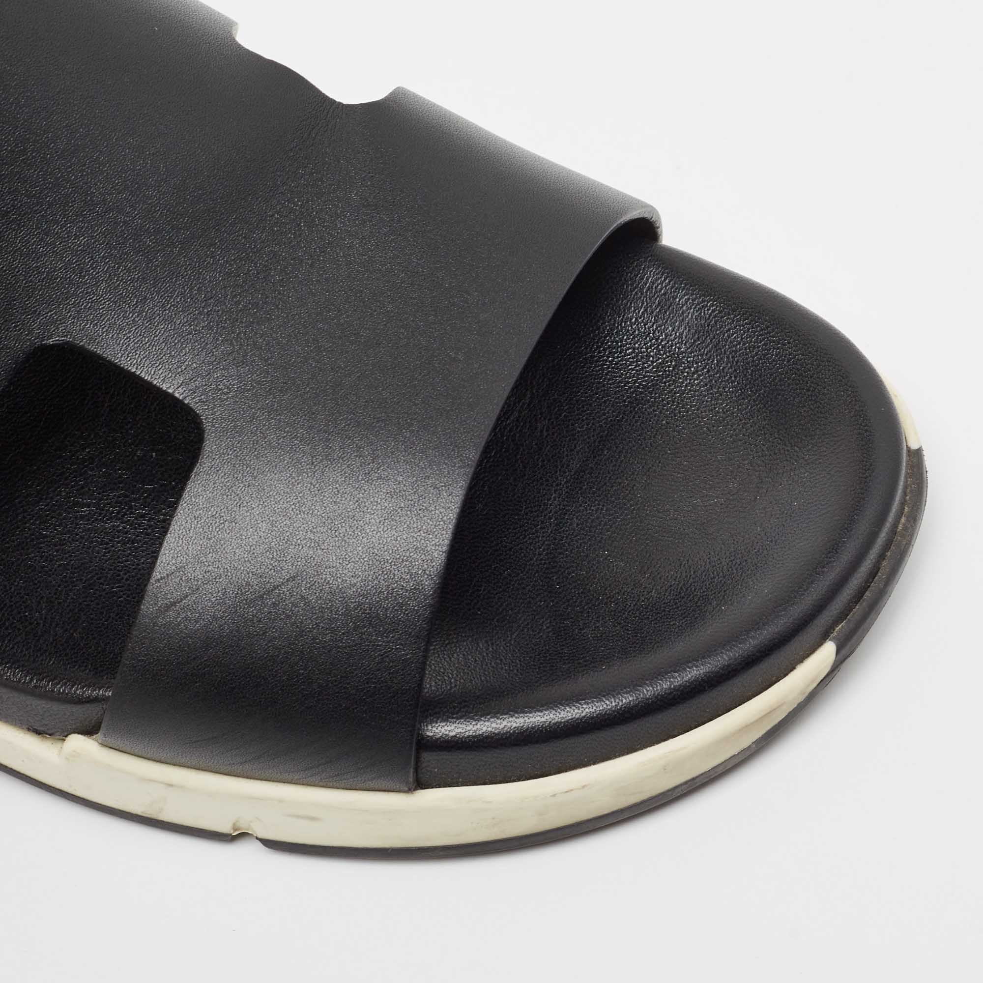 Hermes Black Leather Varadero Sandals Size 43