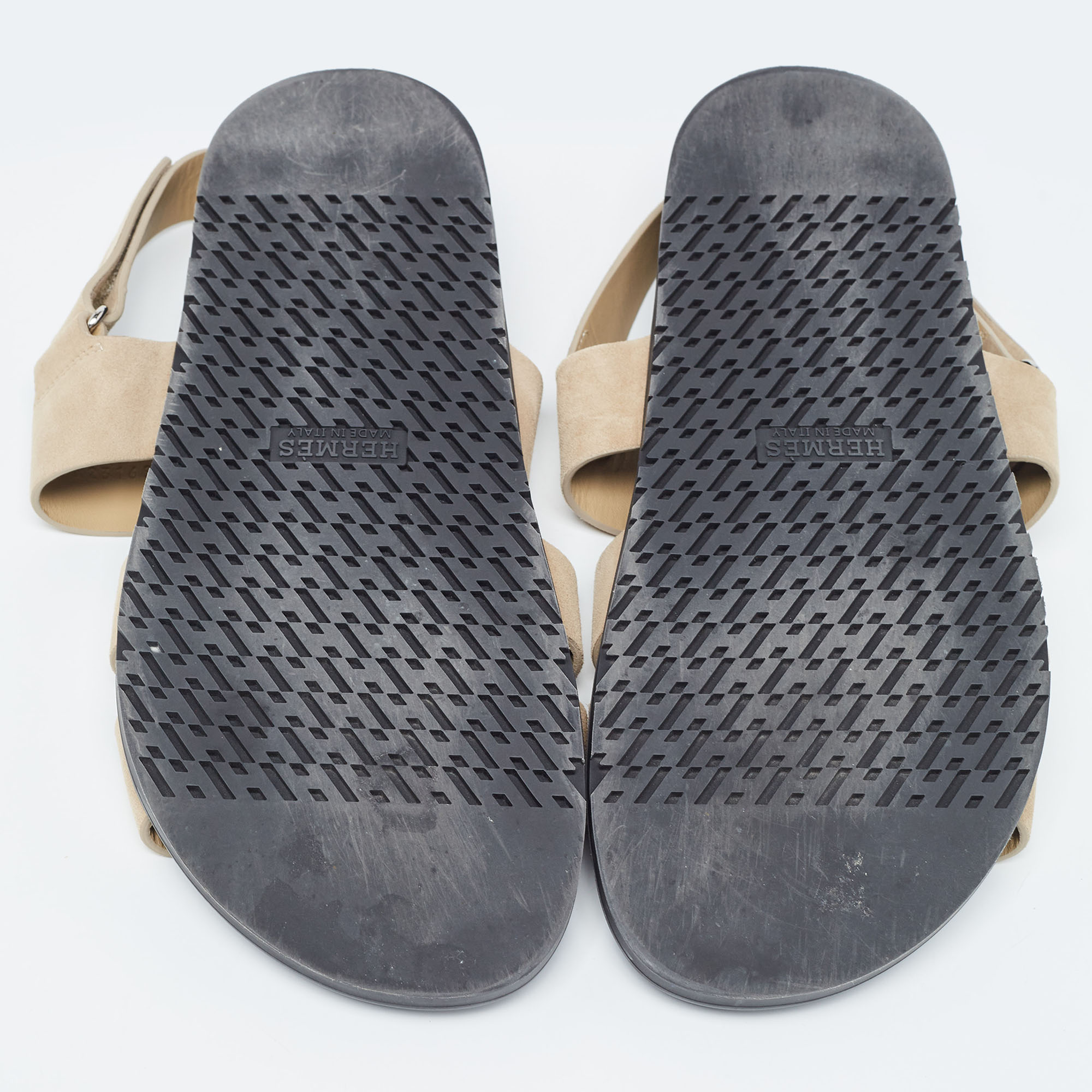 Hermes Brown Suede Genius Slingback Sandals Size 44