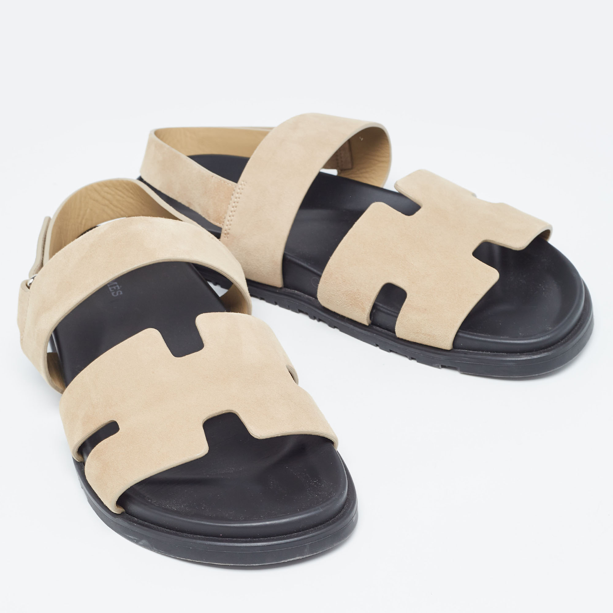 Hermes Brown Suede Genius Slingback Sandals Size 44