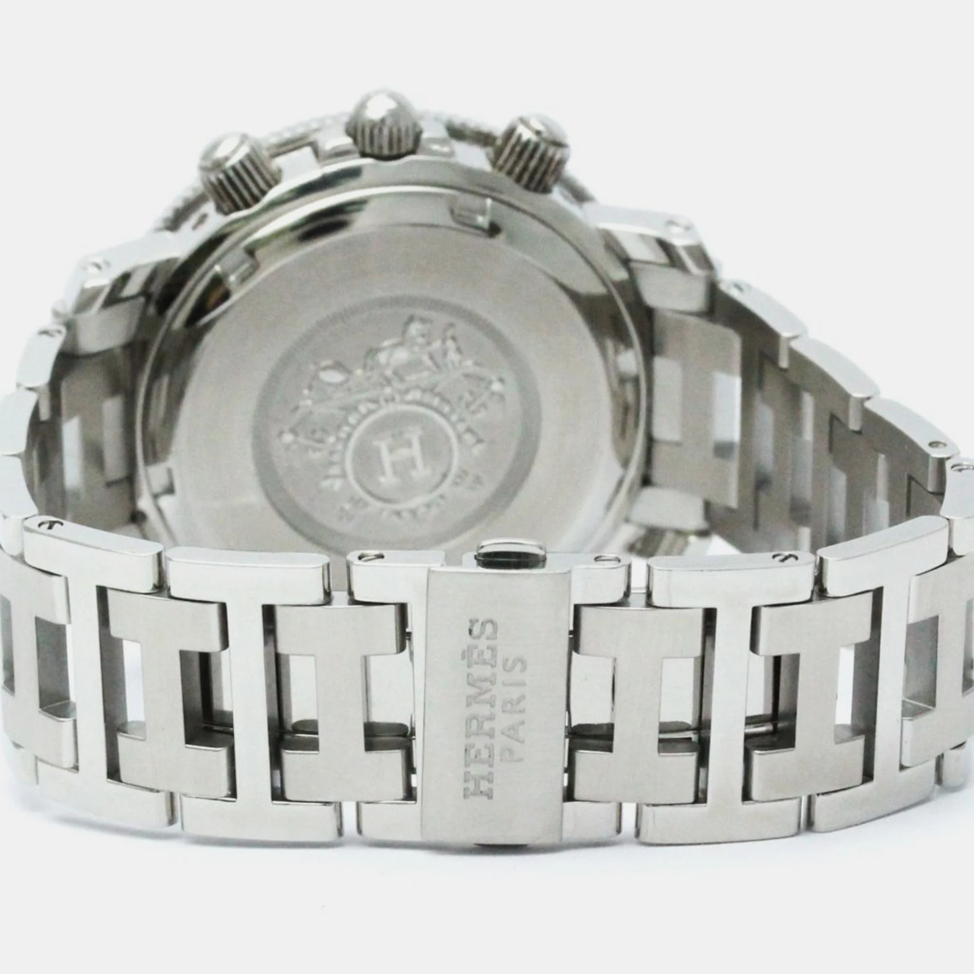 Hermes Black Stainless Steel Clipper CL2.910 Quartz Men's Wristwatch 40 Mm