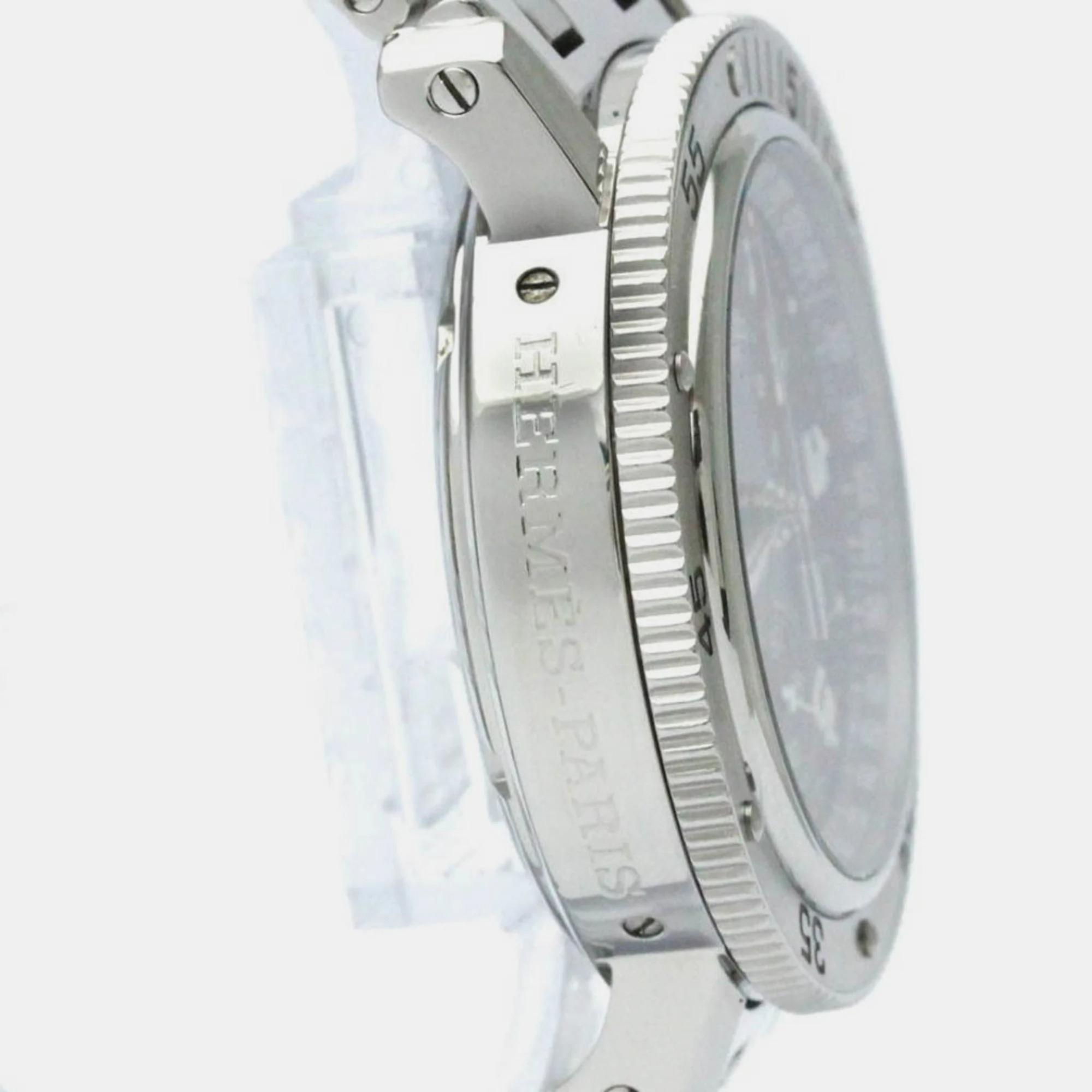 Hermes Black Stainless Steel Clipper CL2.910 Quartz Men's Wristwatch 40 Mm