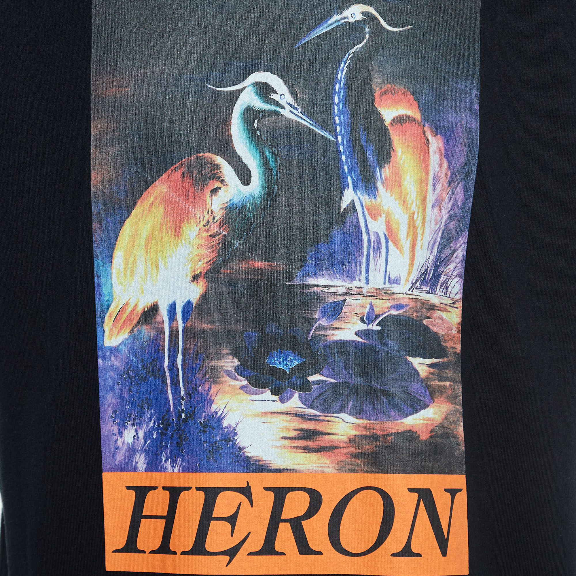 Heron Preston Black Graphic Print Cotton T-Shirt M