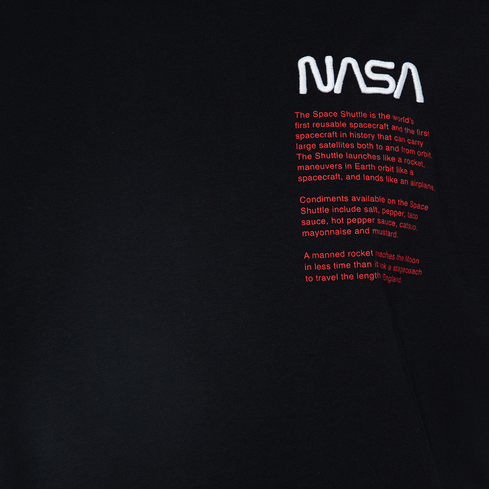 Heron Preston Black Cotton NASA Facts Logo Print Short Sleeve T-Shirt S