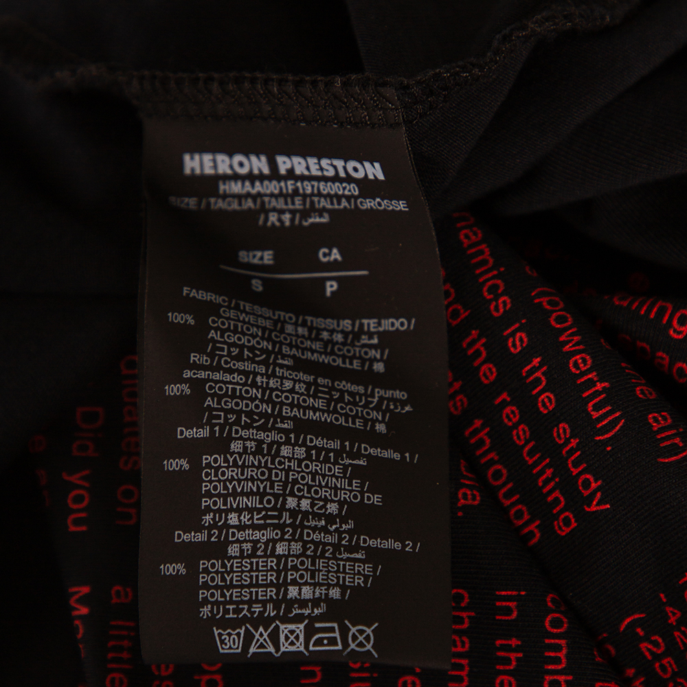 Heron Preston Black Cotton NASA Facts Logo Print Short Sleeve T-Shirt S