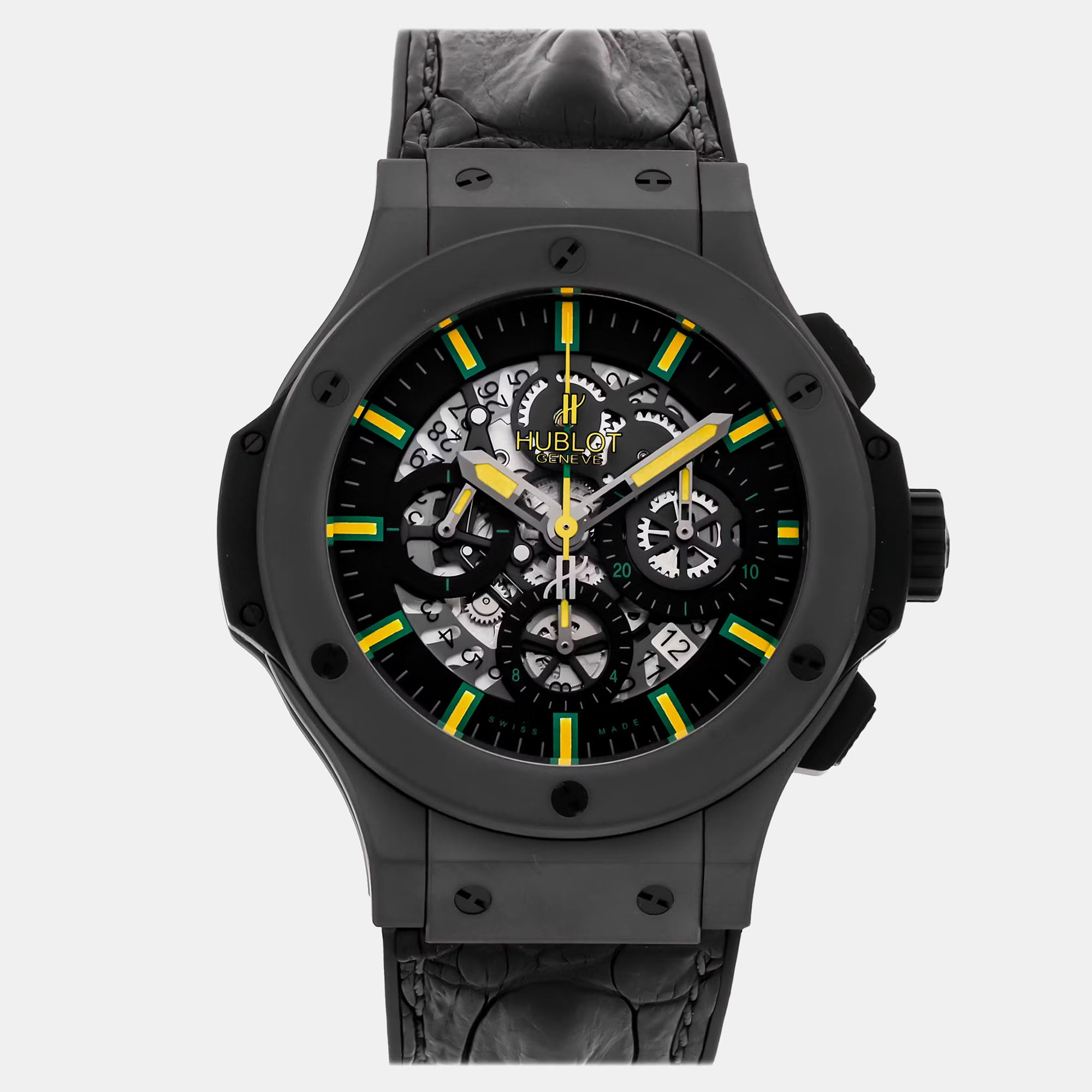 Hublot black titanium  big bang automatic men's wristwatch 44 mm